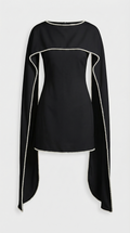 Pure - Vestido minimalista con capa recortada de perla