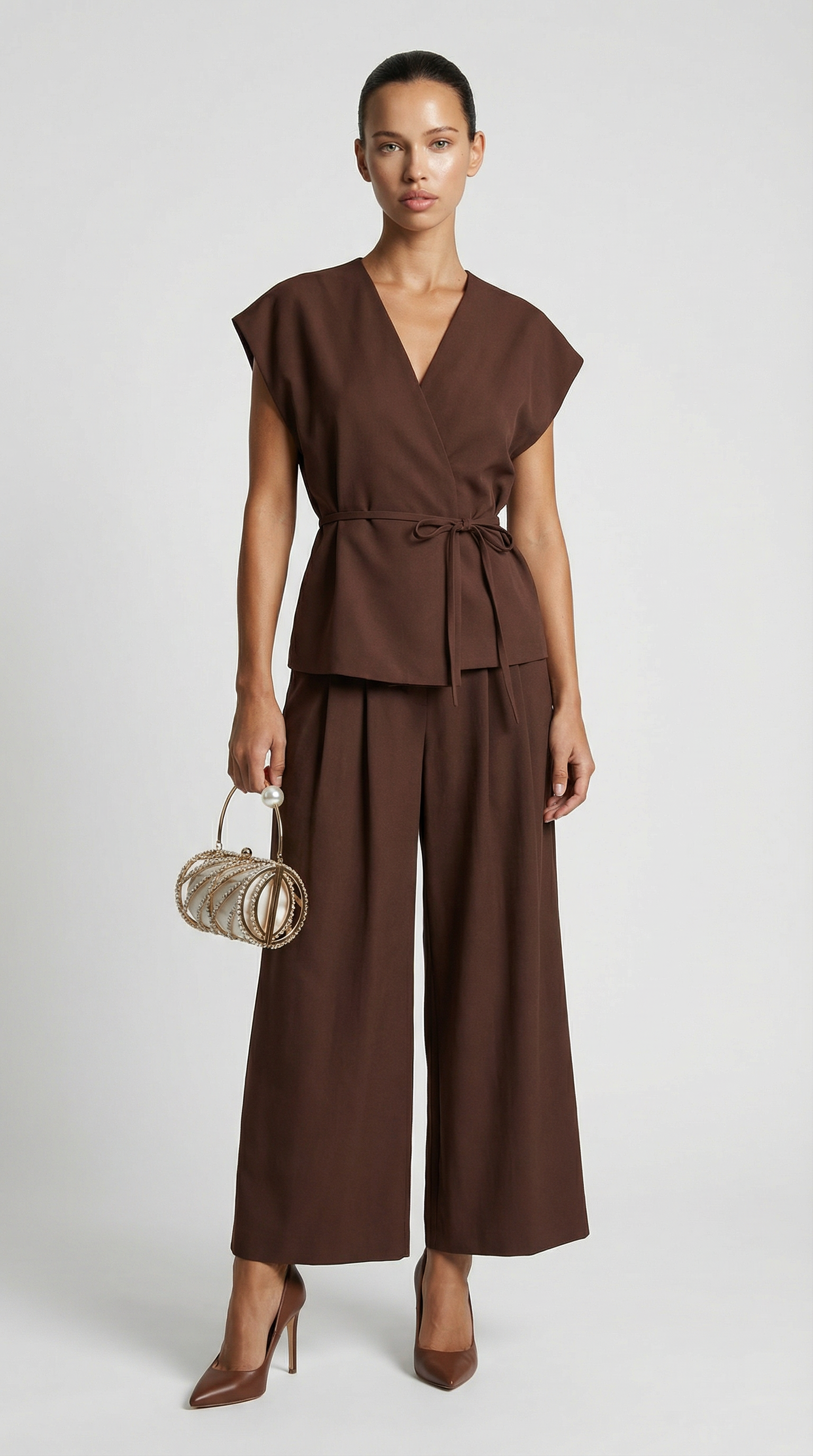 Epure - Wide-Leg Tailored Trousers Brown