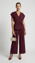 Epure - Wide-Leg Tailored Trousers Burgundy