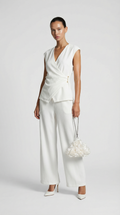 Liora - High-Waisted Fluid Wide-Leg Trousers White