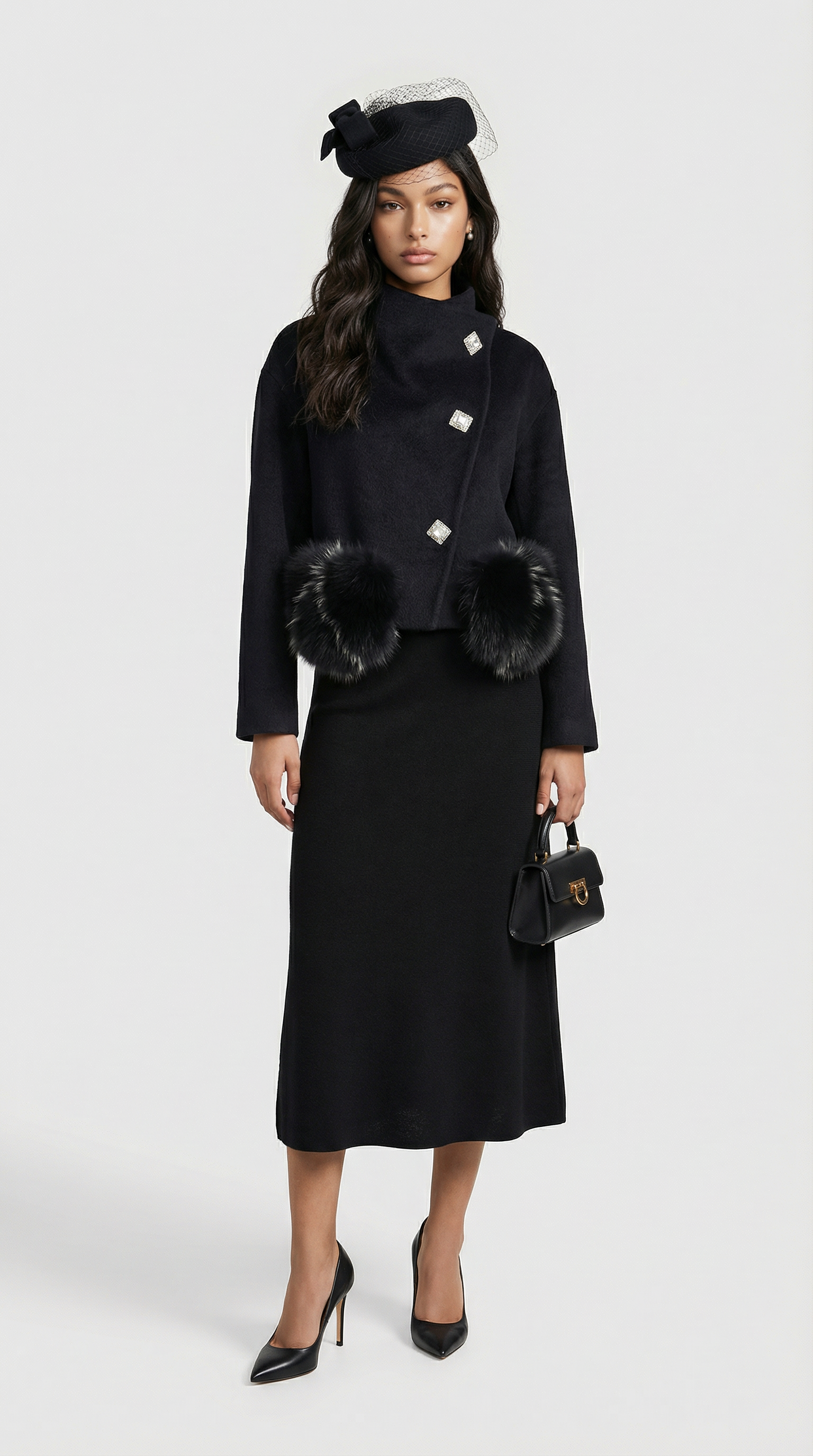 Velo - British Retro Wool Beret with Bow Veil