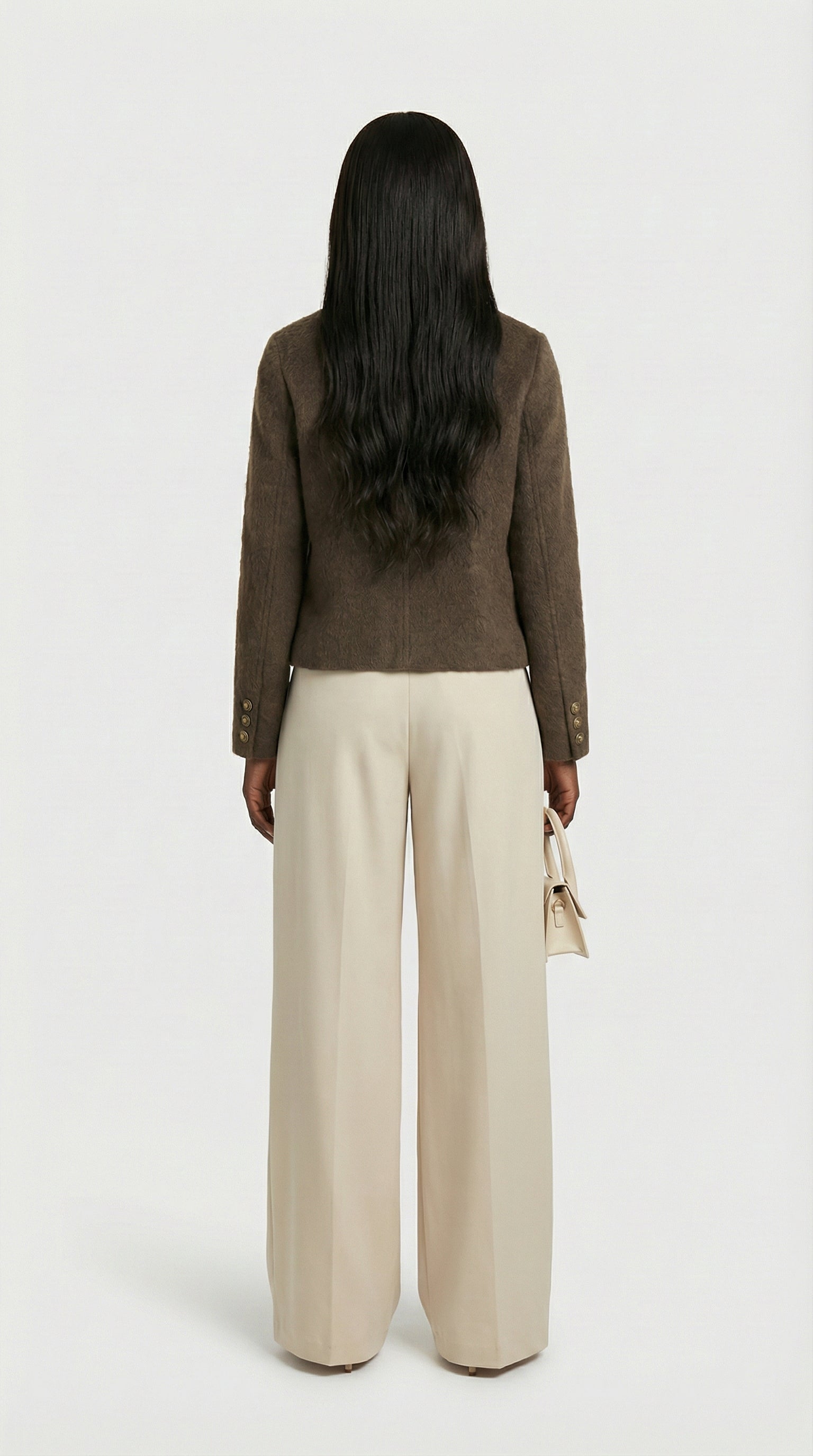 Belle - Wool & Cashmere Blend Jacket with a Boxy, Cropped Silhouette Brown