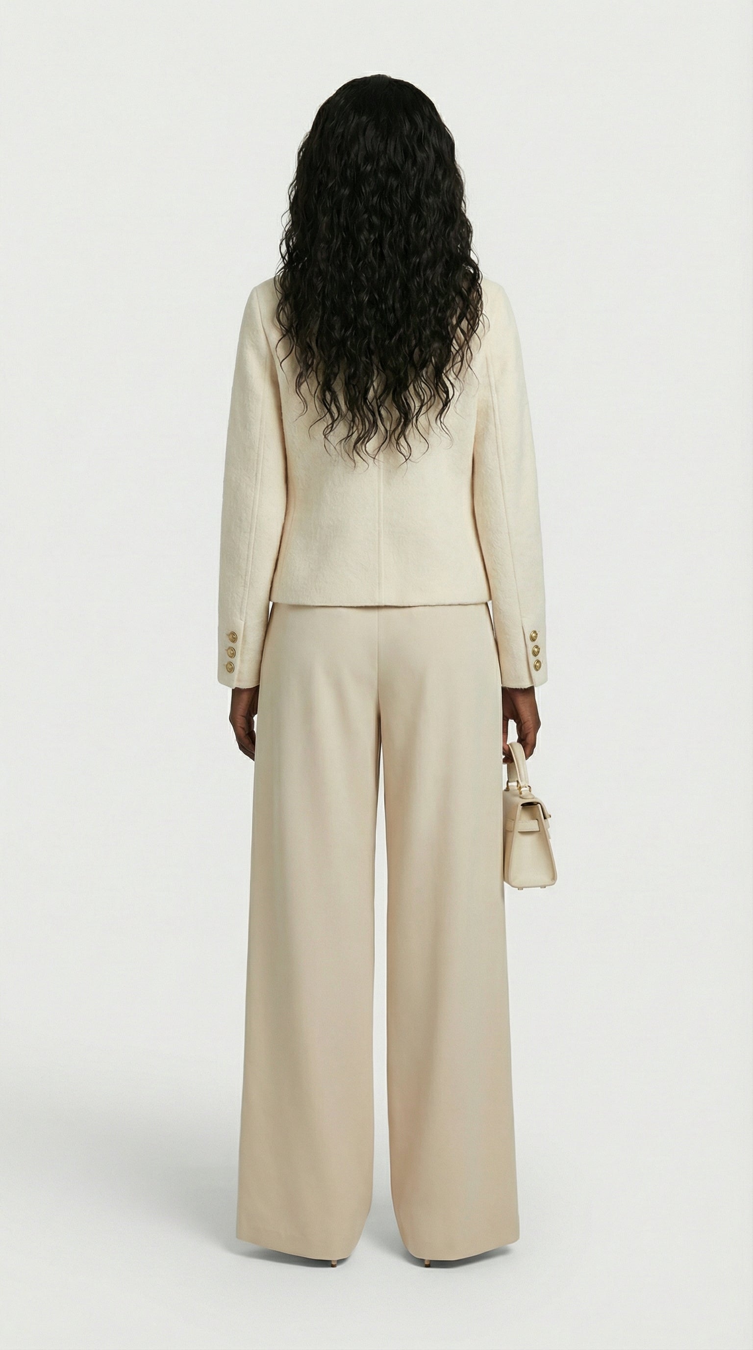 Belle - Wool & Cashmere Blend Jacket with a Boxy, Cropped Silhouette Beige
