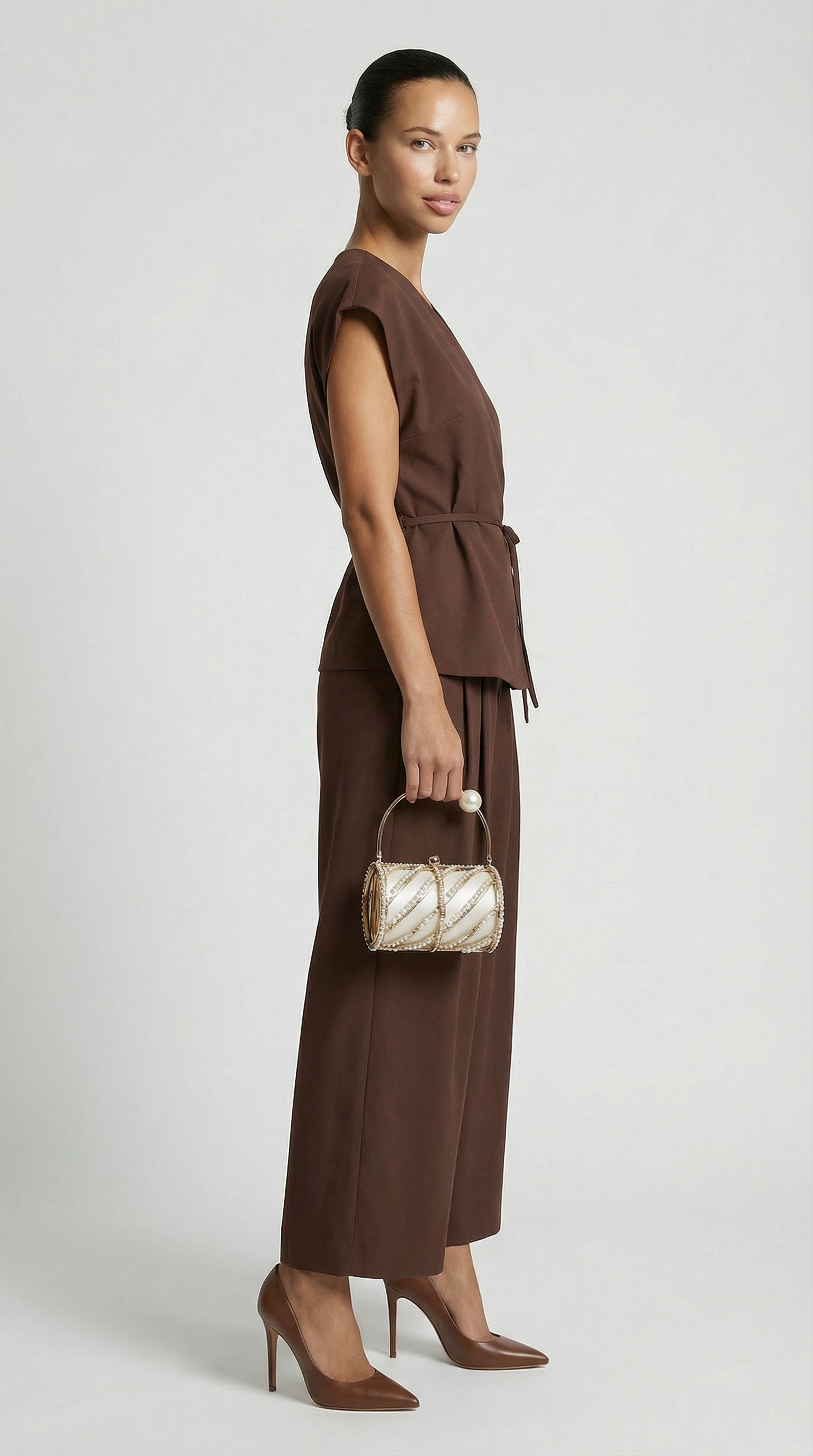 Epure - Wide-Leg Tailored Trousers Brown