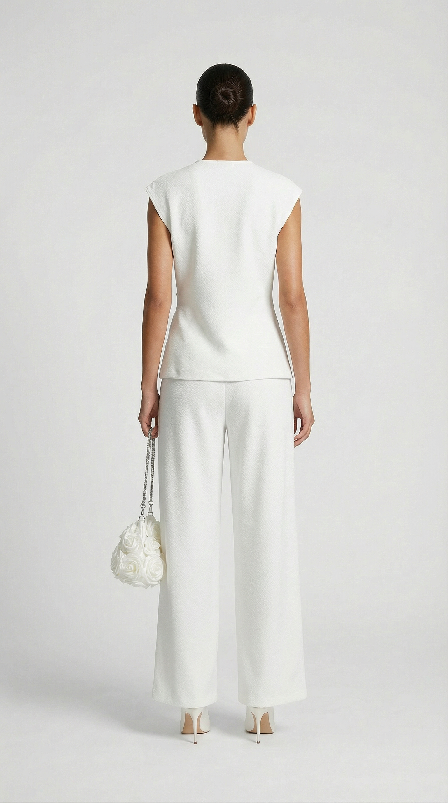 Liora - High-Waisted Fluid Wide-Leg Trousers White