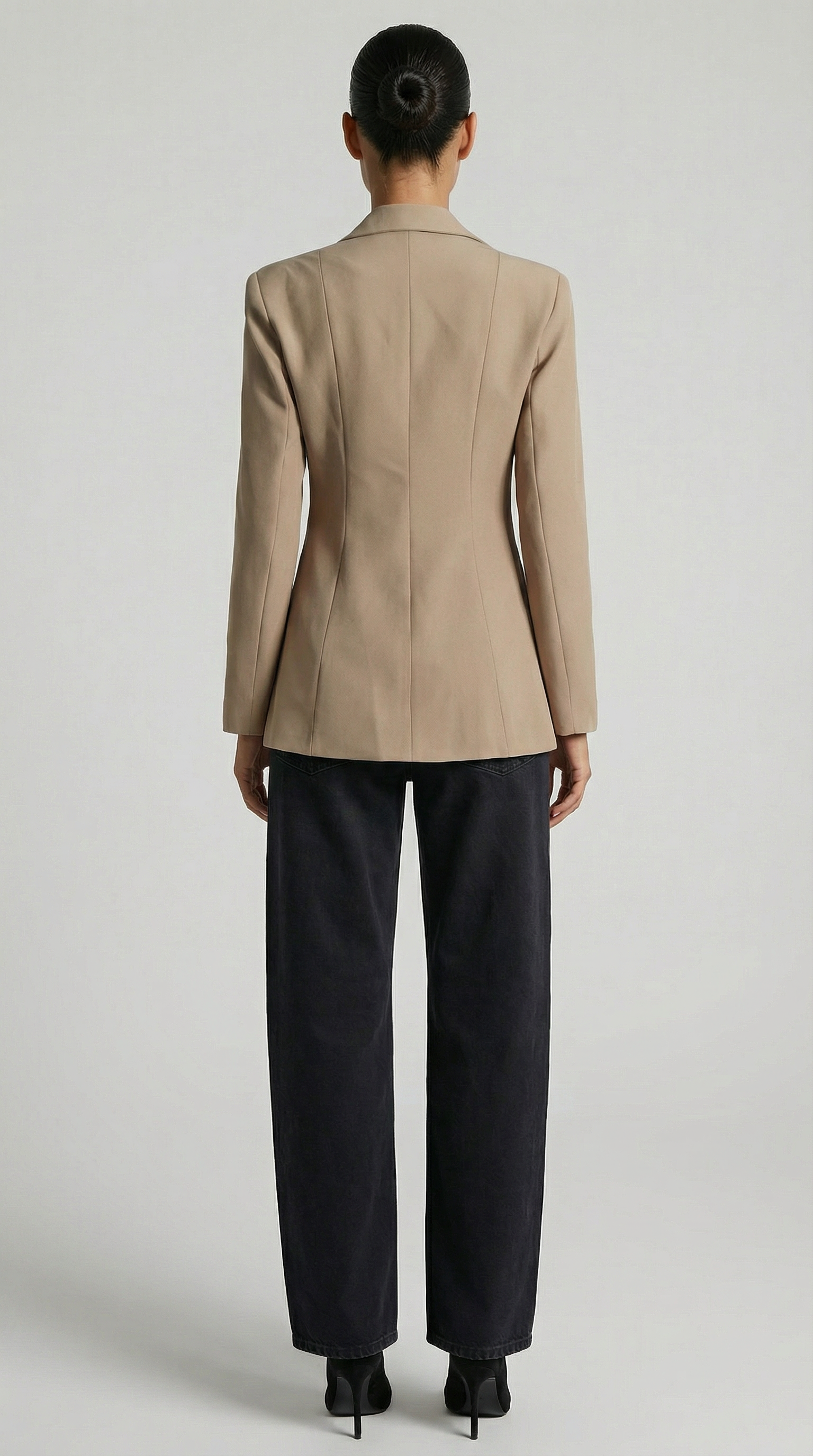 Valier - Architectural Cut-Out Lace-Up Blazer Top Beige