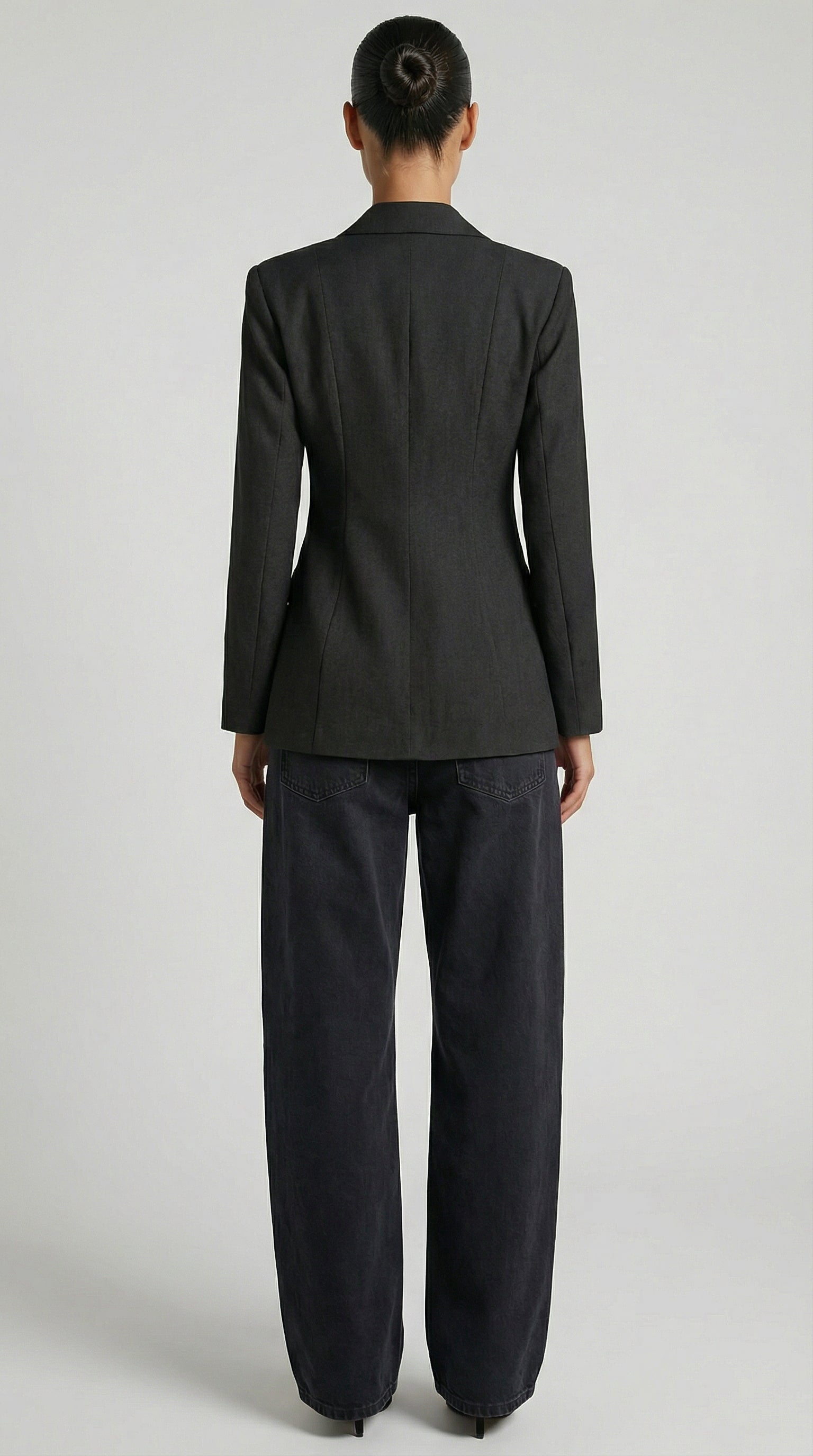 Valier - Architectural Cut-Out Lace-Up Blazer Top Black