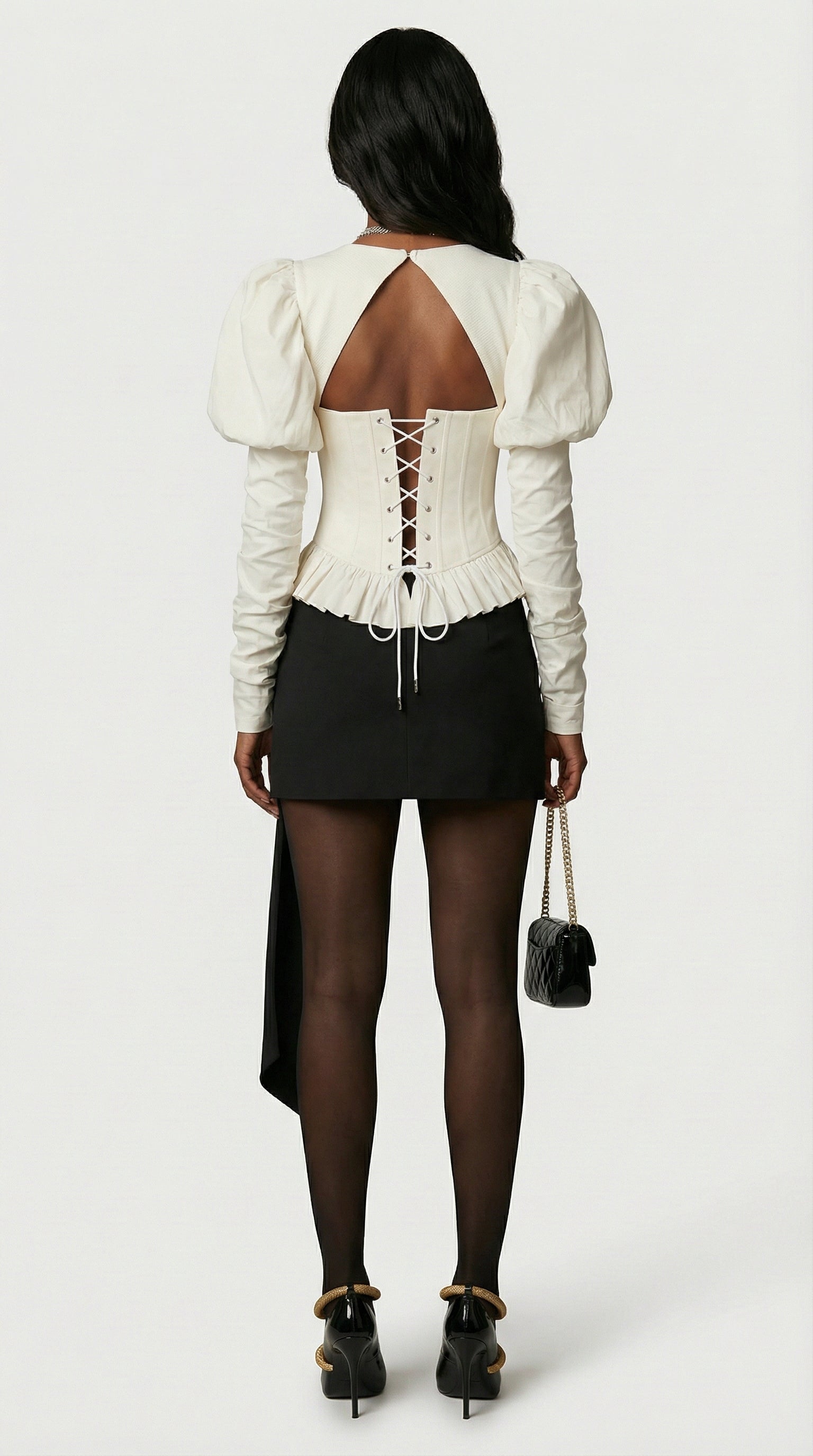 Noble - Chic Fishbone Pleated Corselet Top