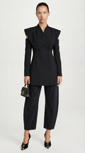 Aise - Avant-Garde Sculptural Cut-Out Blazer Black