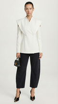 Aise - Avant-Garde Sculptural Cut-Out Blazer White