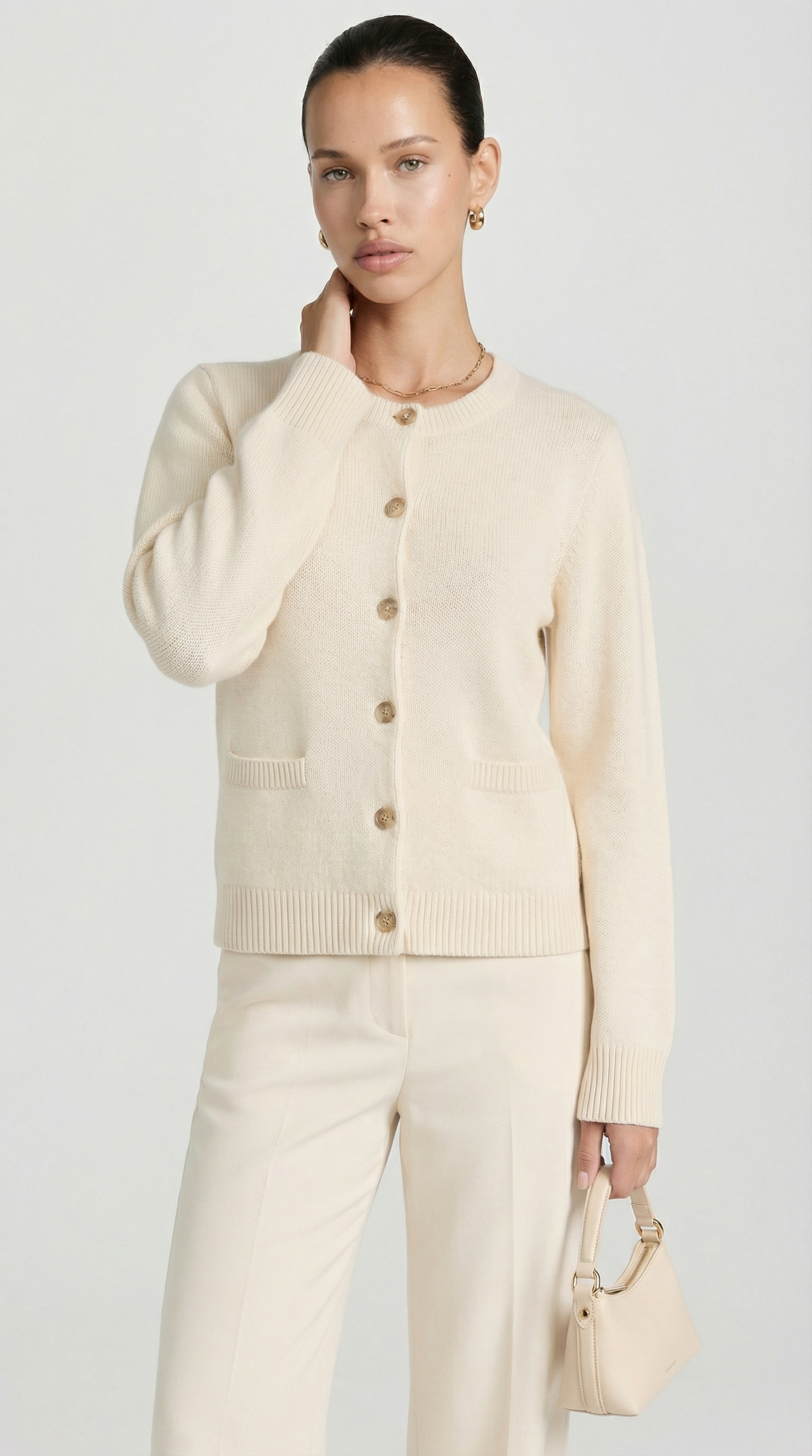 Kaya - Minimalist Soft-Knit Cardigan Ivory
