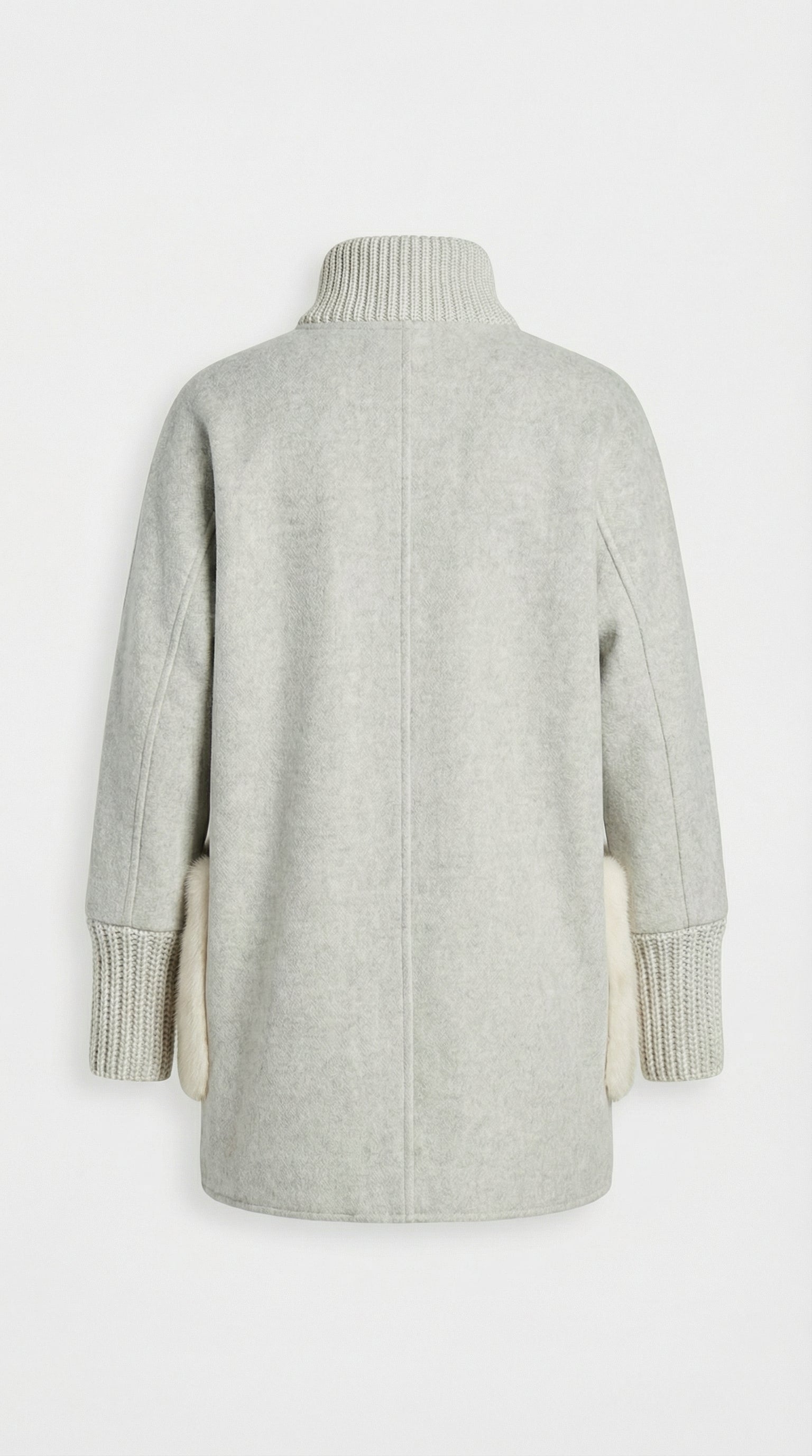 Seriss - Loose Knit Fur Sweater with Standup Collar Silver