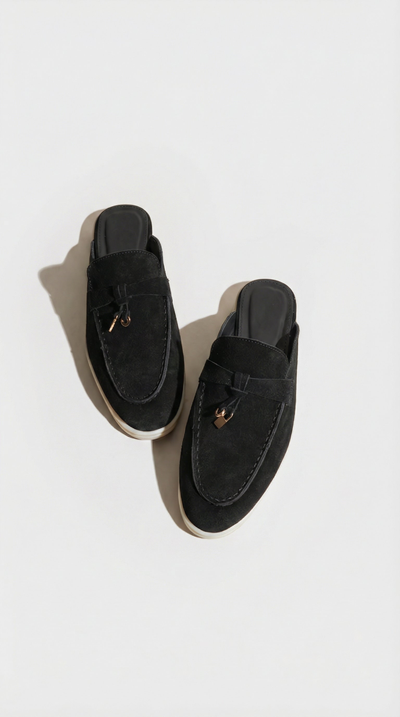 Sora - Natural Leather Slip-On Mules Black