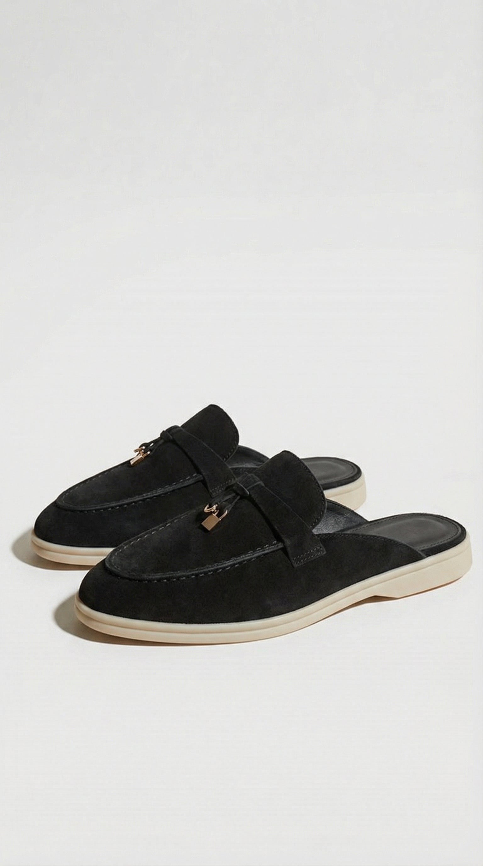 Sora - Natural Leather Slip-On Mules Black