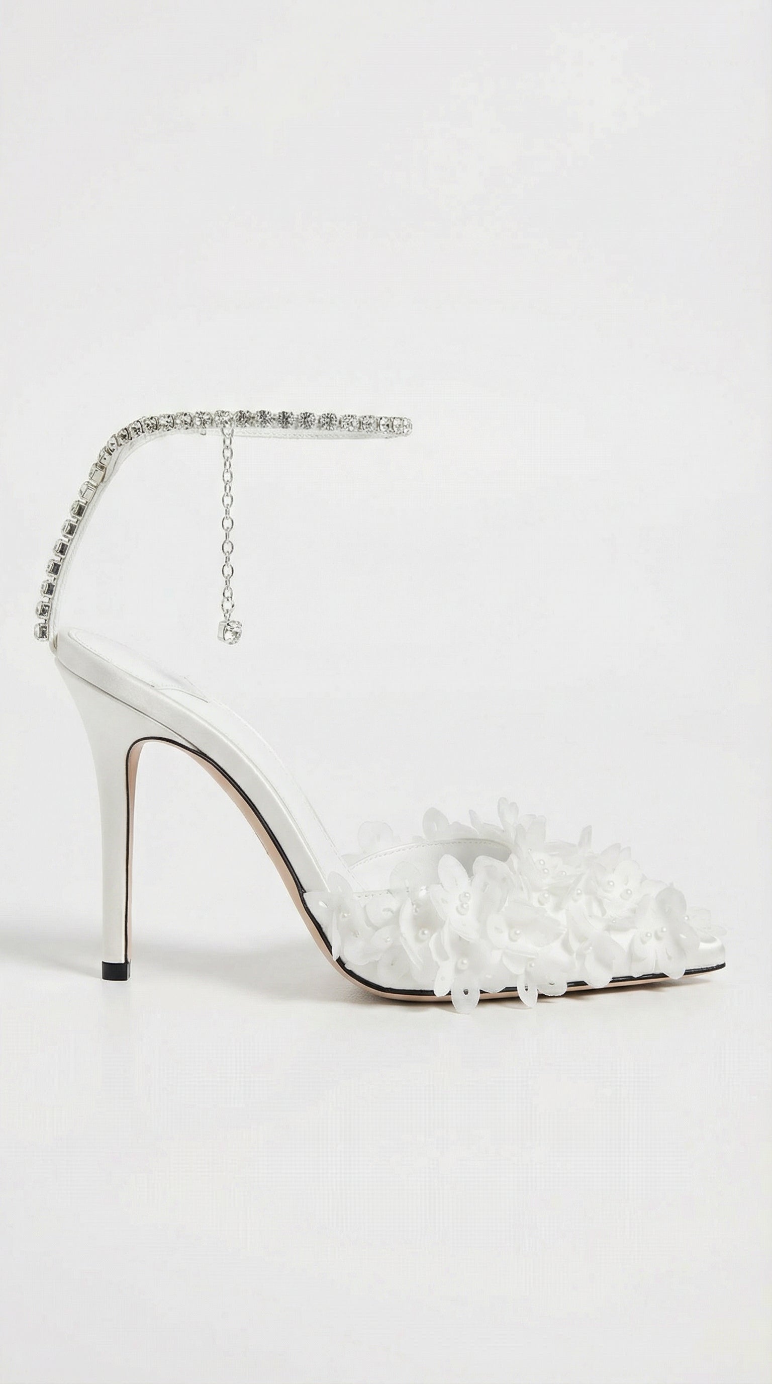 Noma - Flower Petal Embroidered Stiletto Sandals With Genuine Leather Interior White