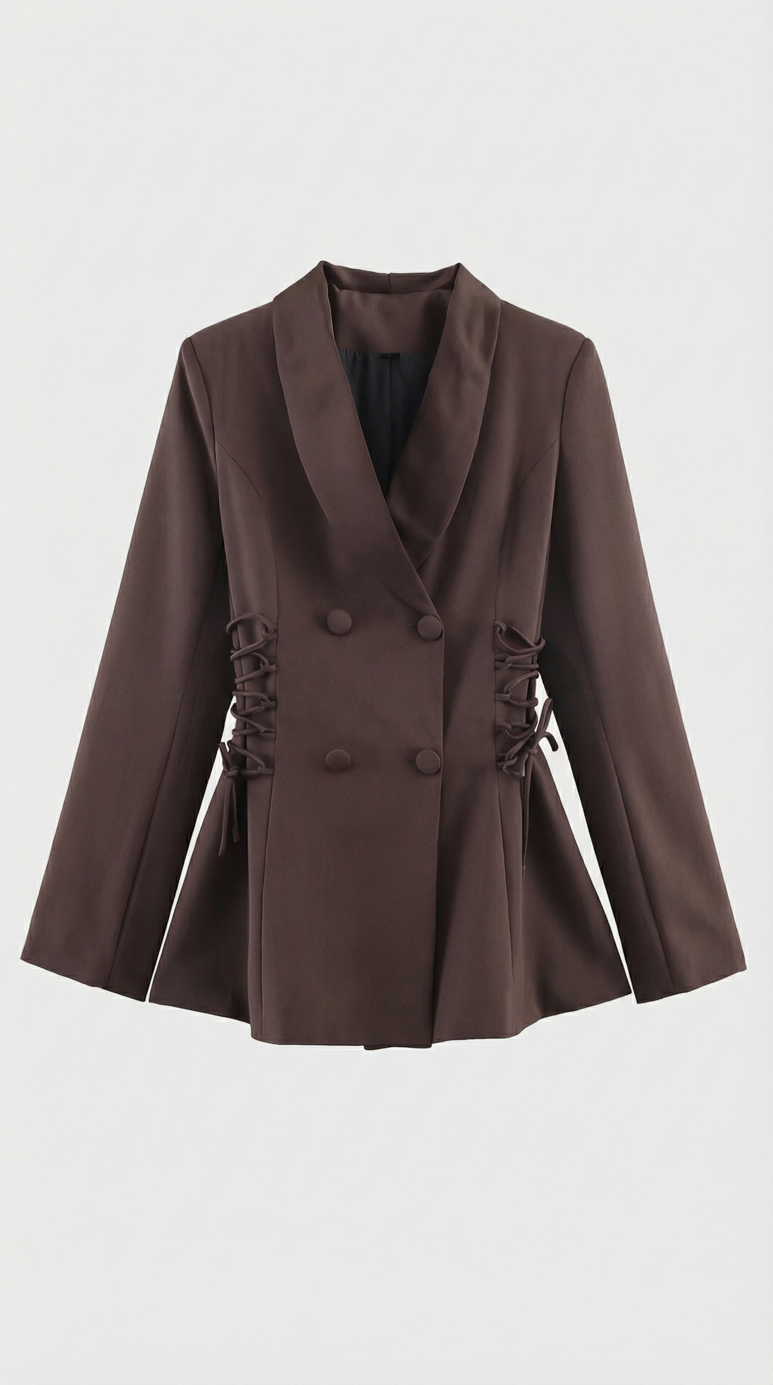 Misa - Coffee Brown Side Lace-up Blazer
