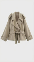 Mave - Abrigo de viento corto estilo vintage, caqui