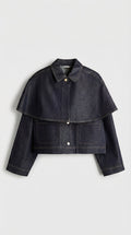 Asha - Chaqueta con botones de denim con capa