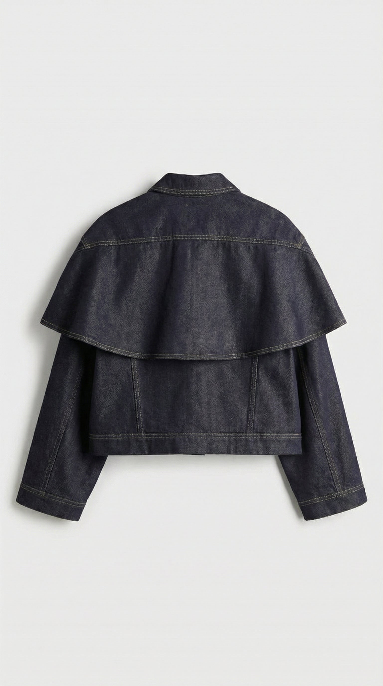 Asha - Cape Layered Denim Button Jacket