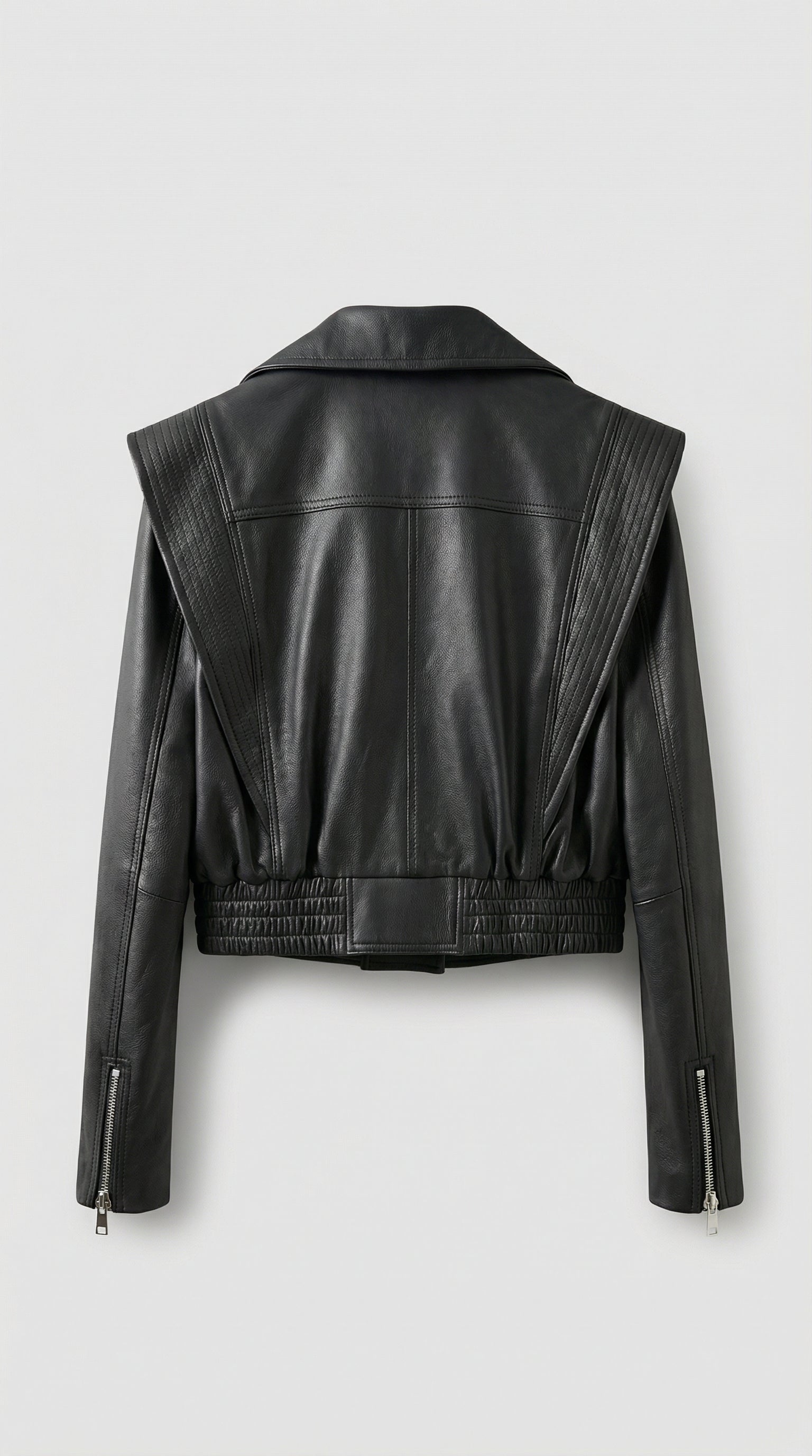 Aeria - Short Biker Genuine Leather Jacket Black