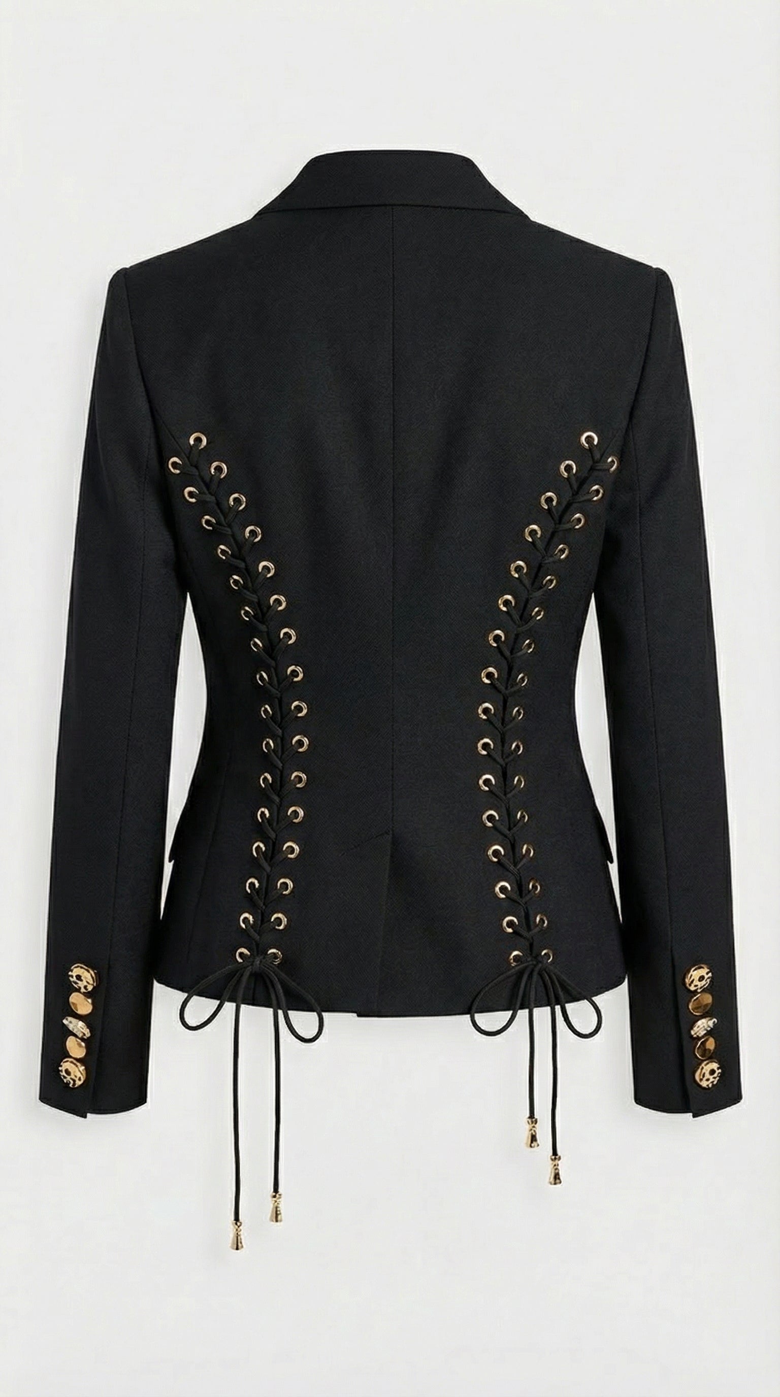 Nola - Slimming Spliced Laced-Up Blazer