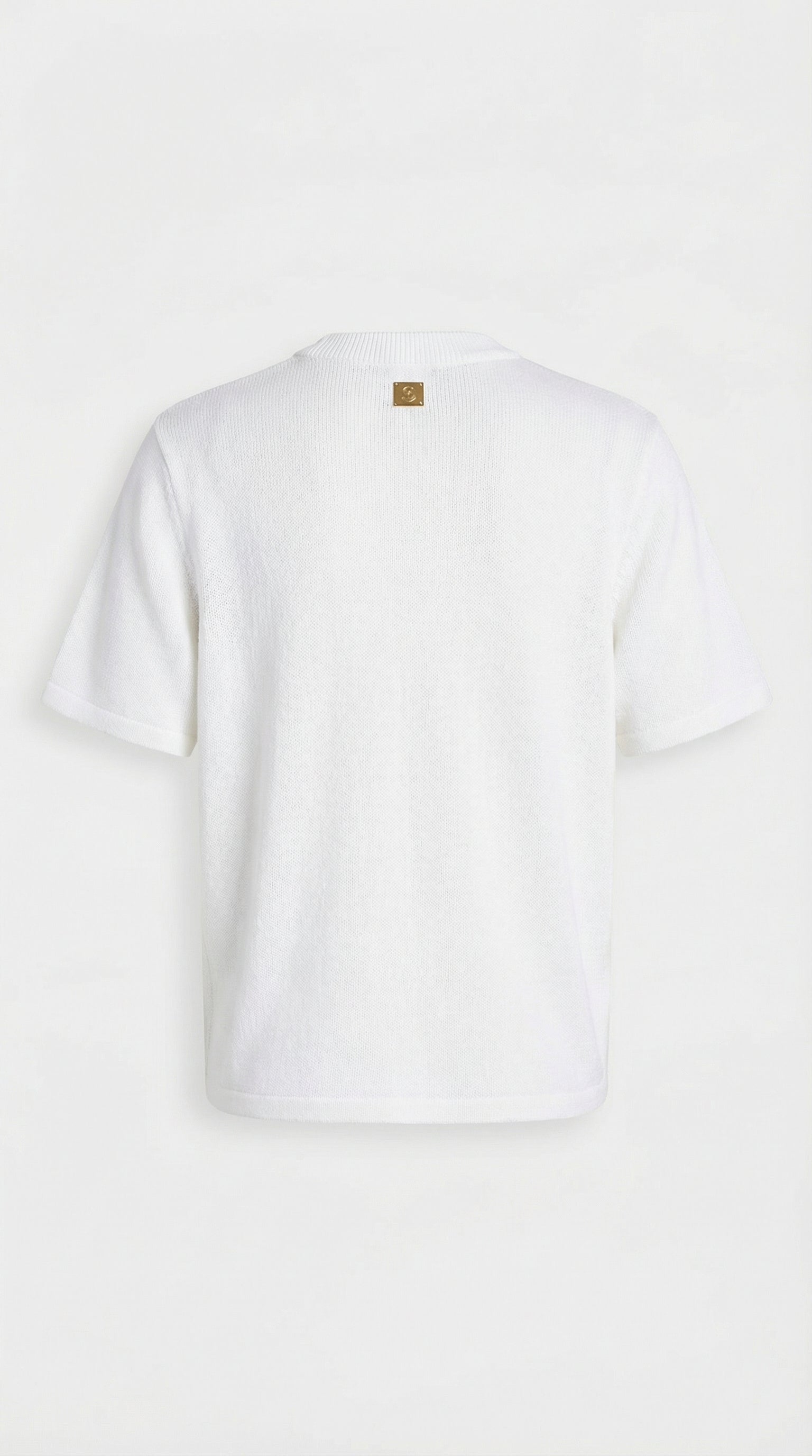 Avena - Metal Buckle Cotton Knitted T-shirt White