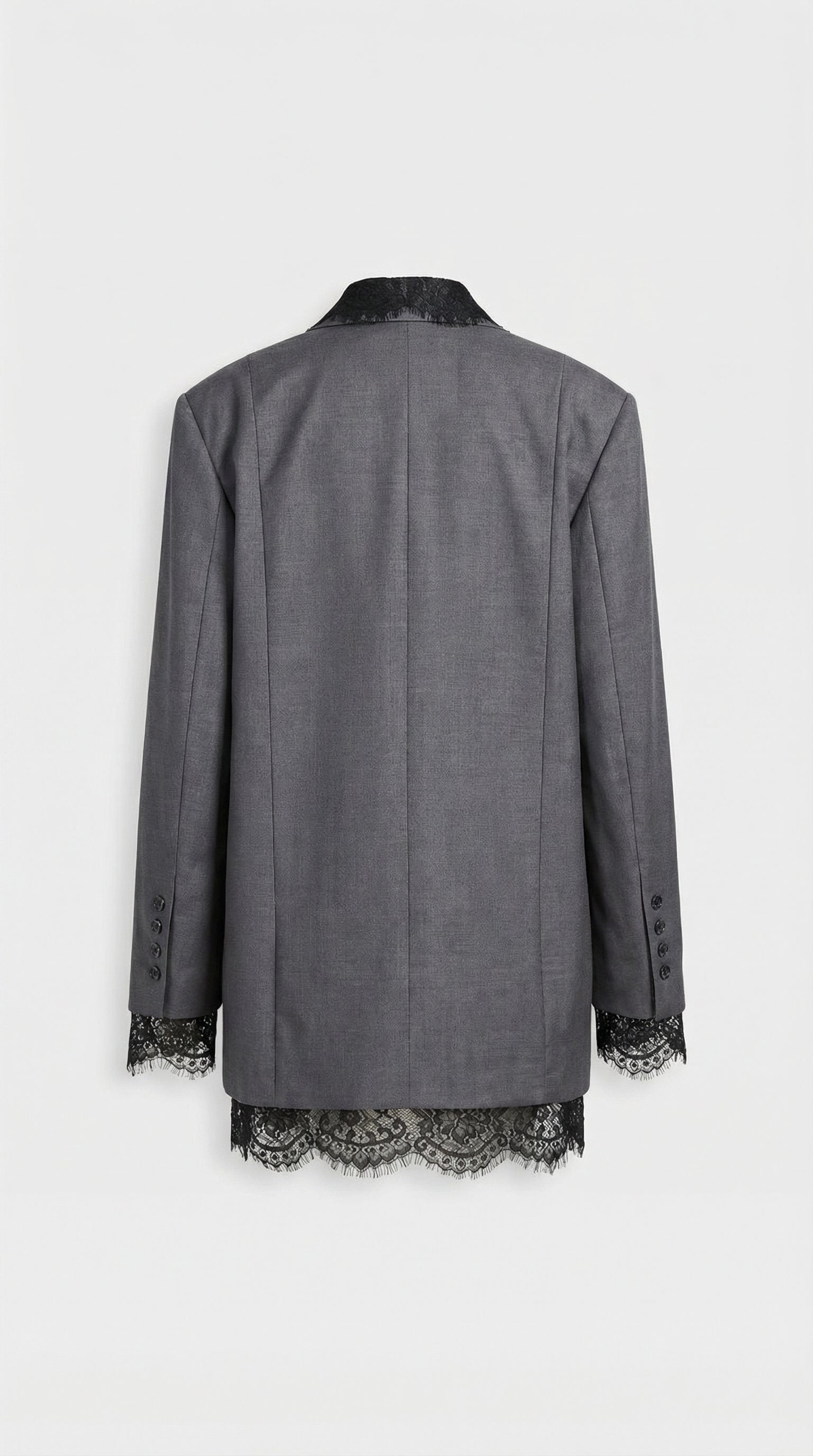 Elia - Chic Spliced Lace-Edge Blazer