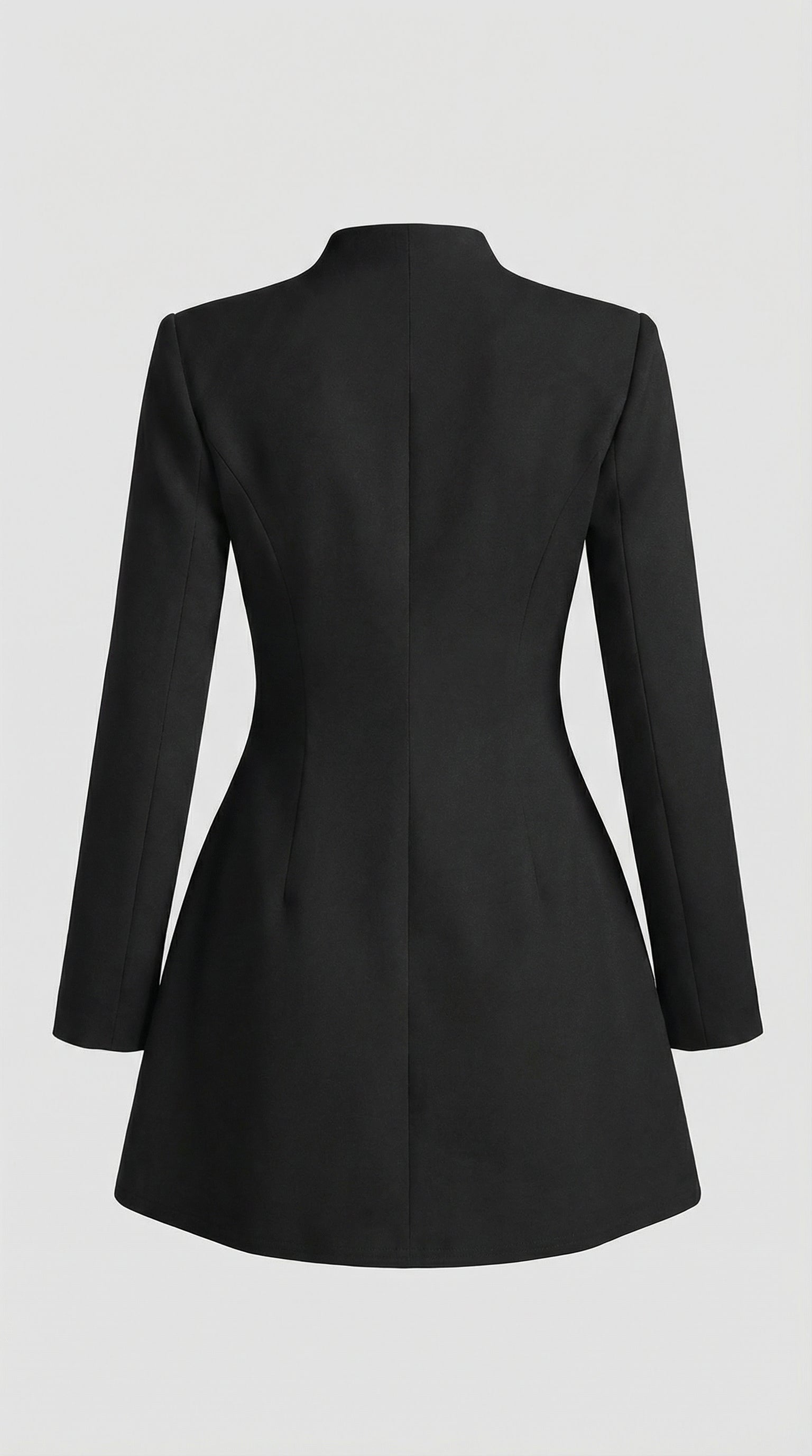 Savi - Stand-Collar Buttoned Office Blazer Dress Black