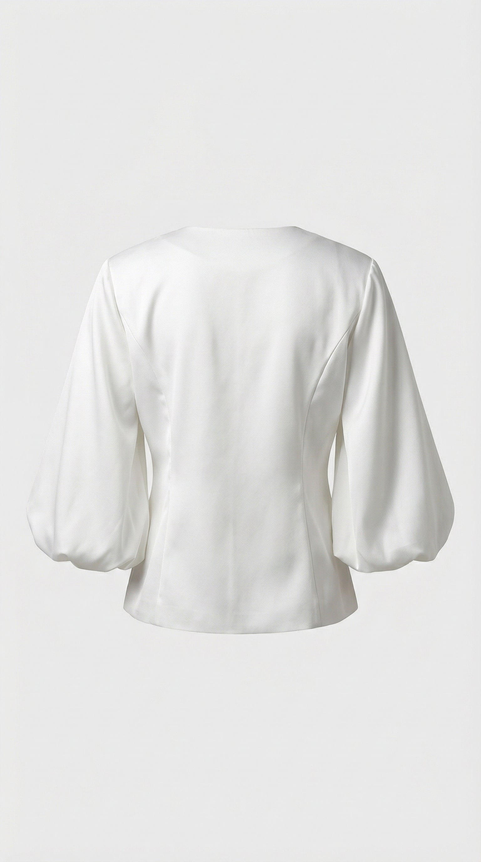 Keni - Metal-Button Puff-Sleeve Top White