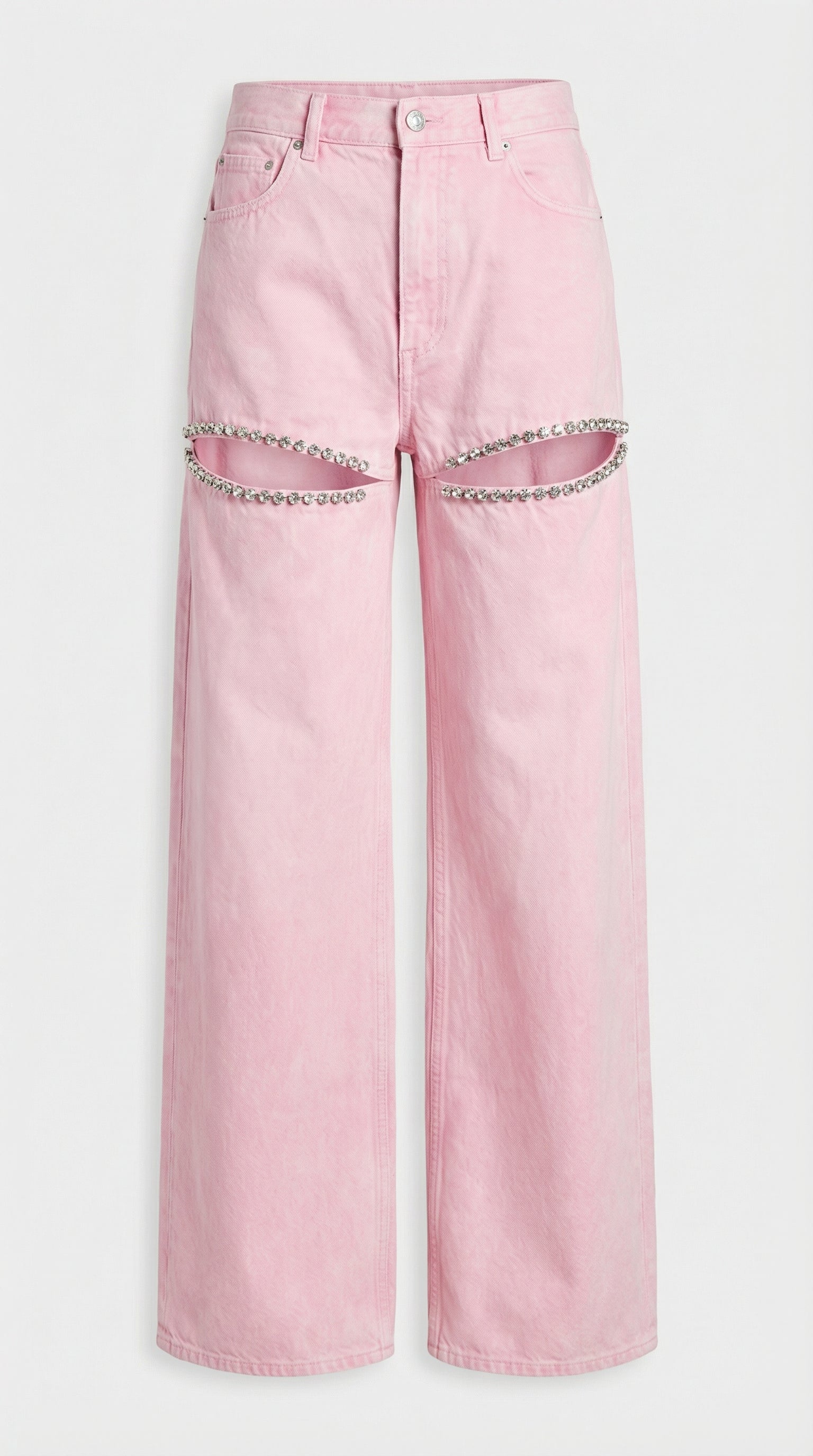 Suri - Spliced Diamond Wide-Leg Cotton Denim Jeans