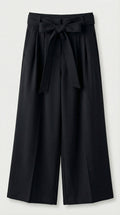 Nalo - Tie-Strap Pleated Wide-Legs Black