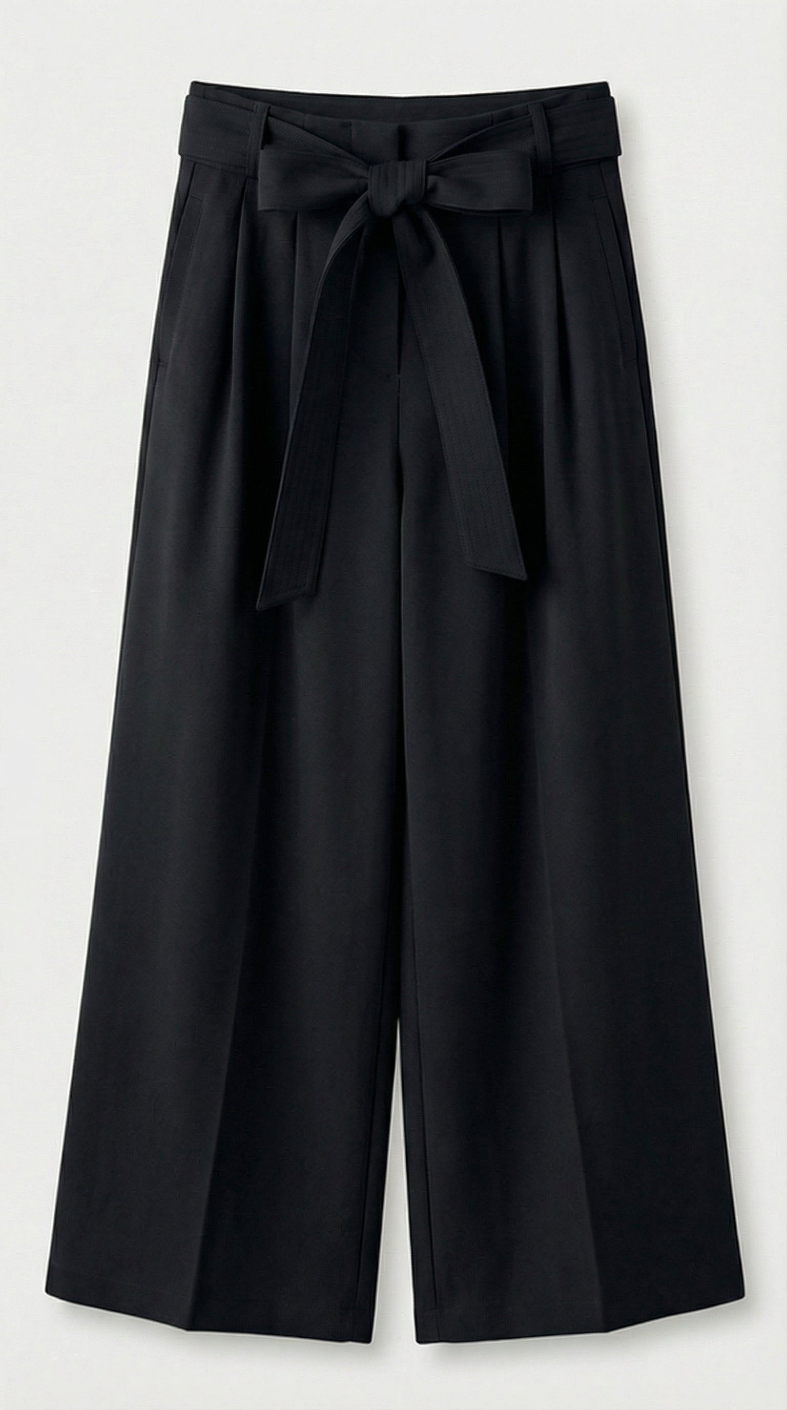 Nalo - Tie-Strap Pleated Wide-Legs Black