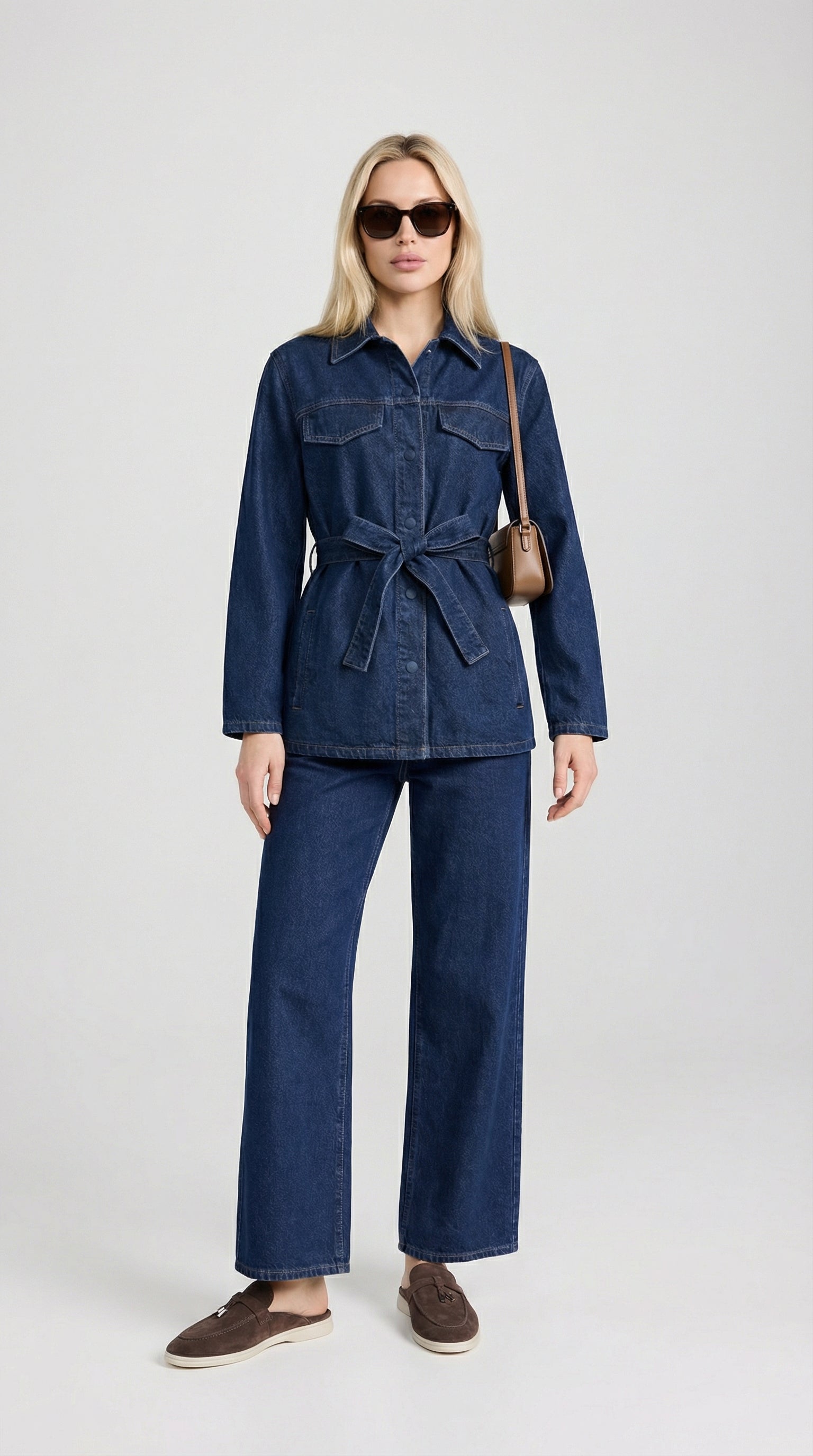 Tala - Vintage Loose Look Belted Denim Set