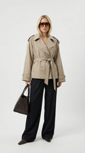 Mave - Vintage Look Short Wind Coat Khaki