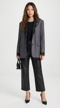 Elia - Chic Spliced Lace-Edge Blazer