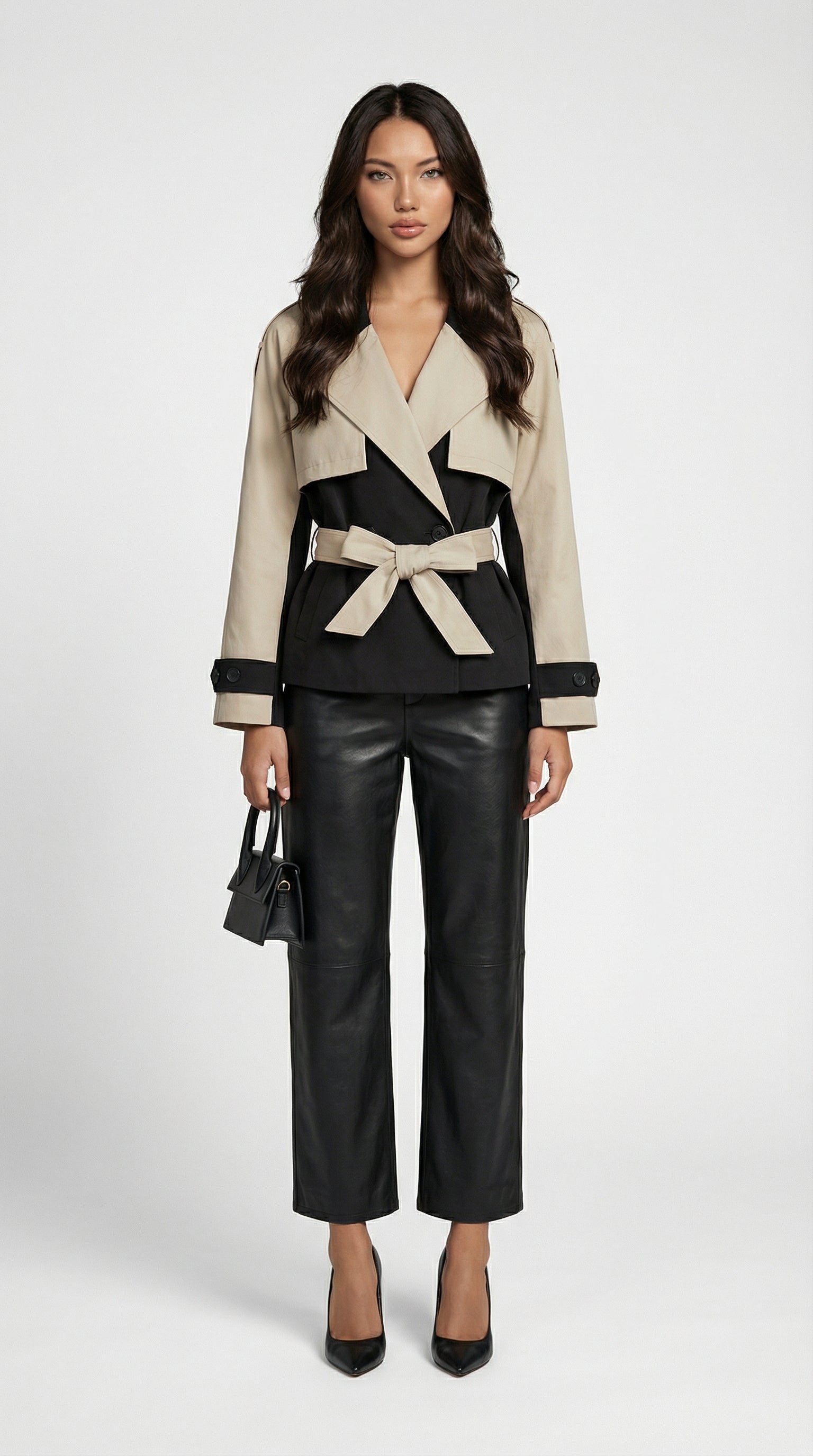Ara - Contrasting Color Trench-Jacket