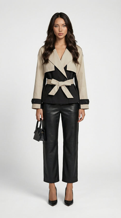 Ara - Contrasting Color Trench-Jacket