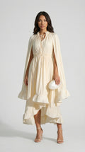 Elina - Luxury Ruffle Cloak Evening Dress