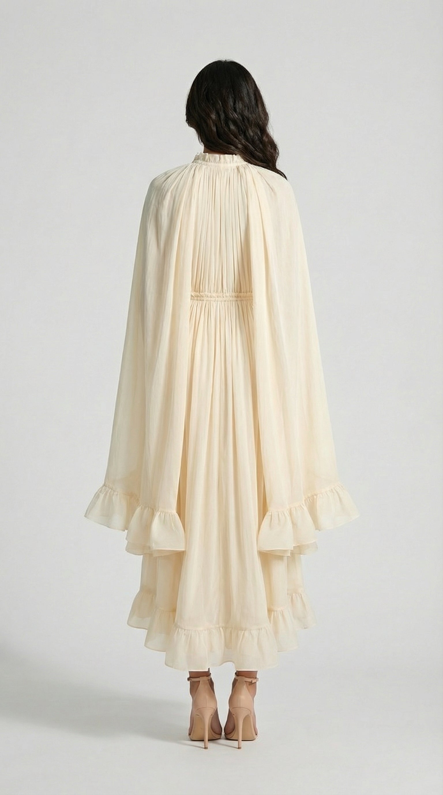 Elina - Luxury Ruffle Cloak Evening Dress