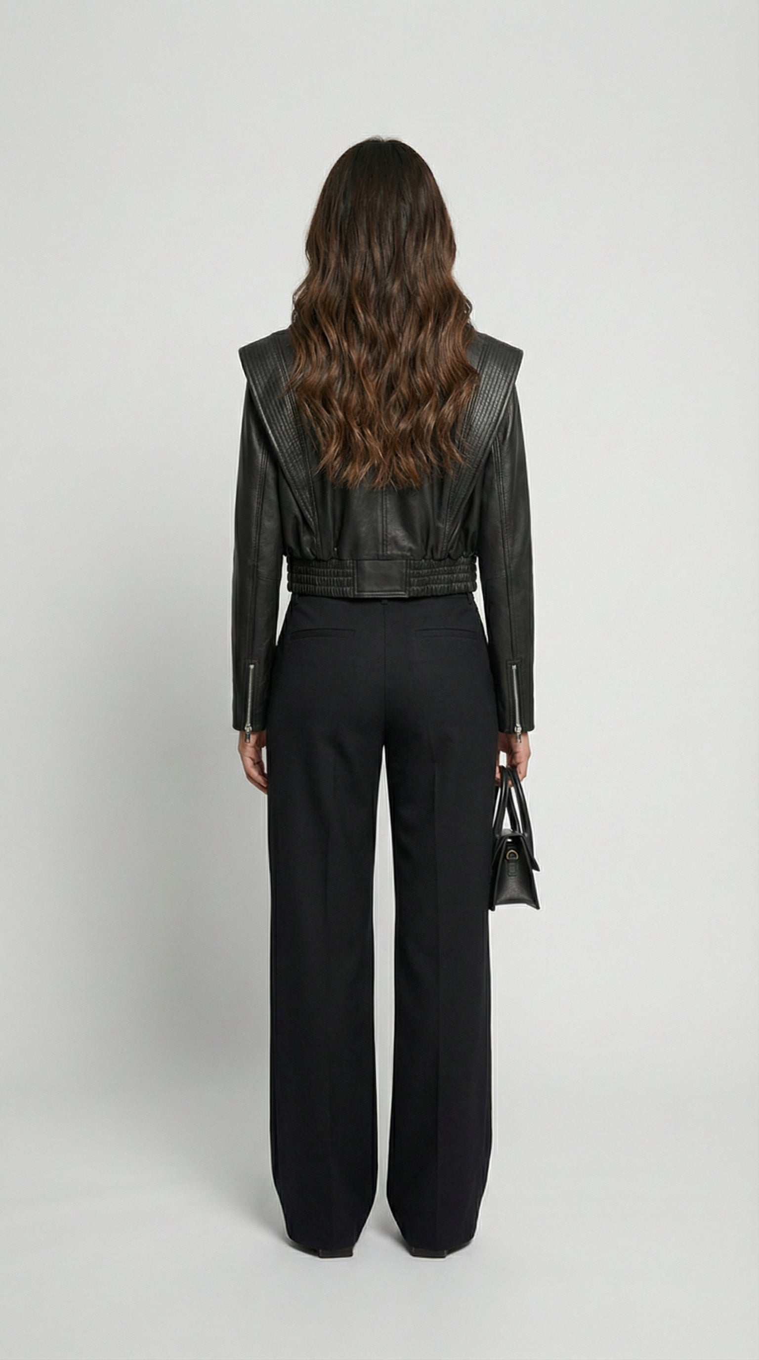 Aeria - Short Biker Genuine Leather Jacket Black