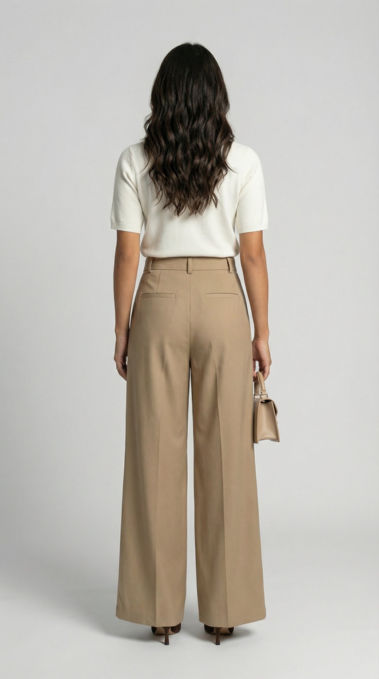 Nalo - Tie-Strap Pleated Wide-Legs Beige