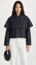 Asha - Cape Layered Denim Button Jacket
