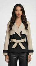 Ara - Contrasting Color Trench-Jacket
