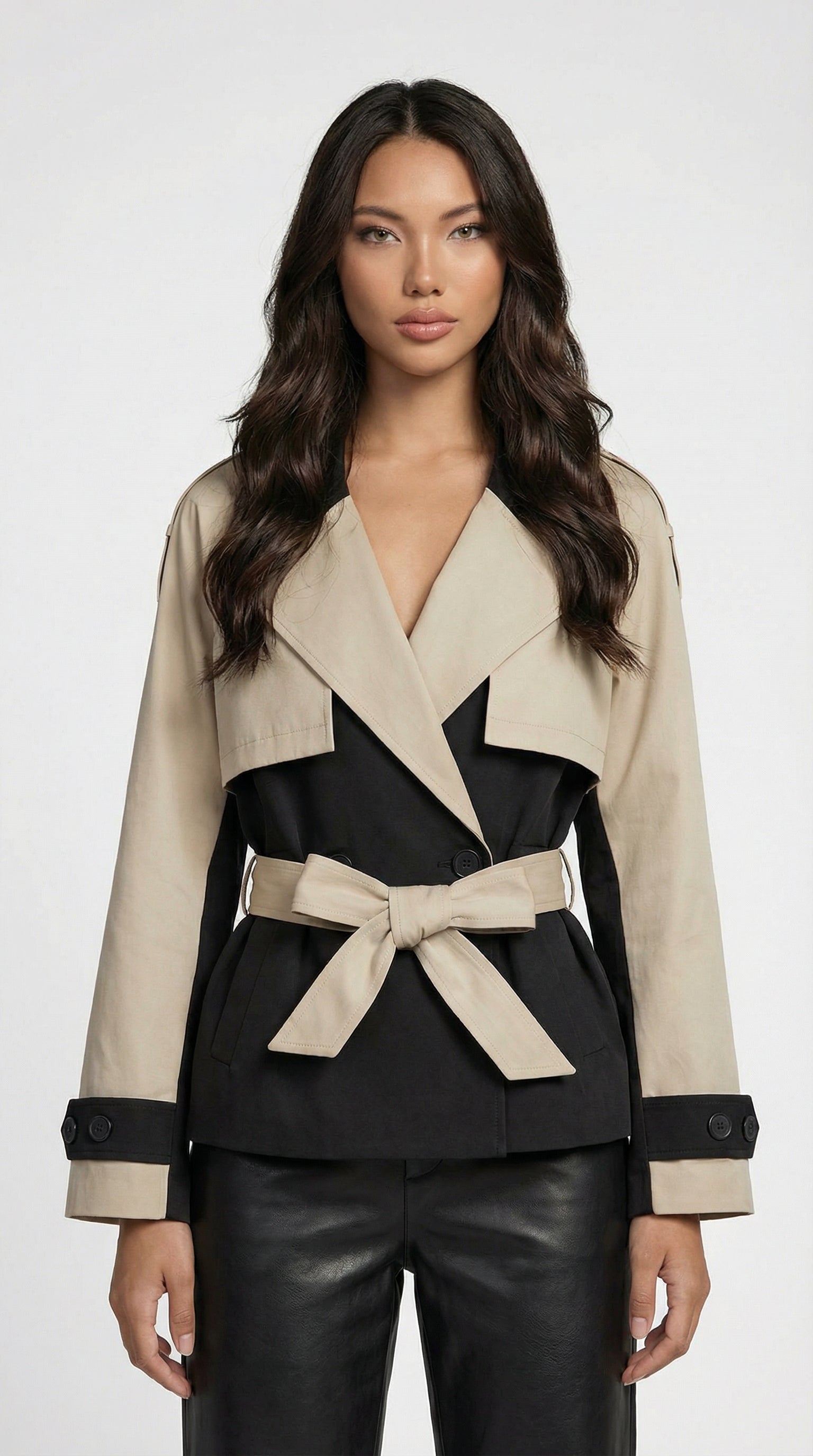 Ara - Contrasting Color Trench-Jacket