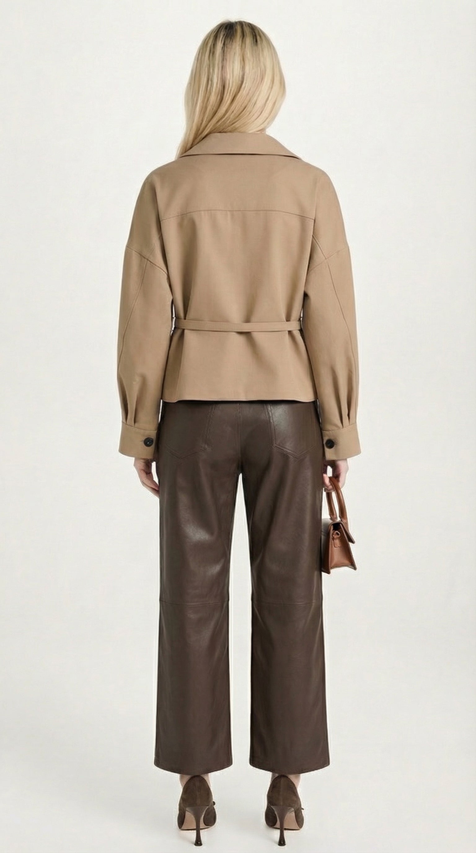 Olea - Modern Vintage Turn-Down Collar & Lace Up Pocket Short Jacket