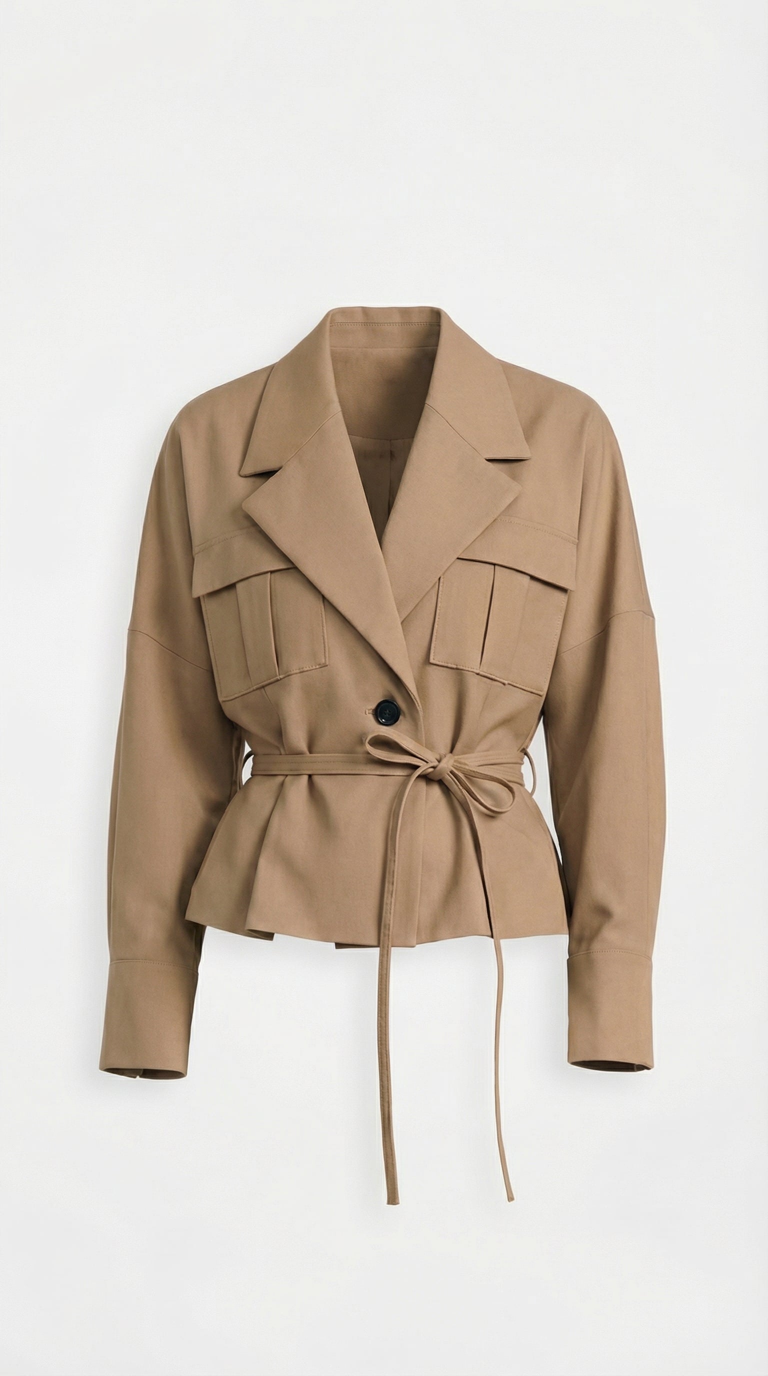 Olea - Modern Vintage Turn-Down Collar & Lace Up Pocket Short Jacket