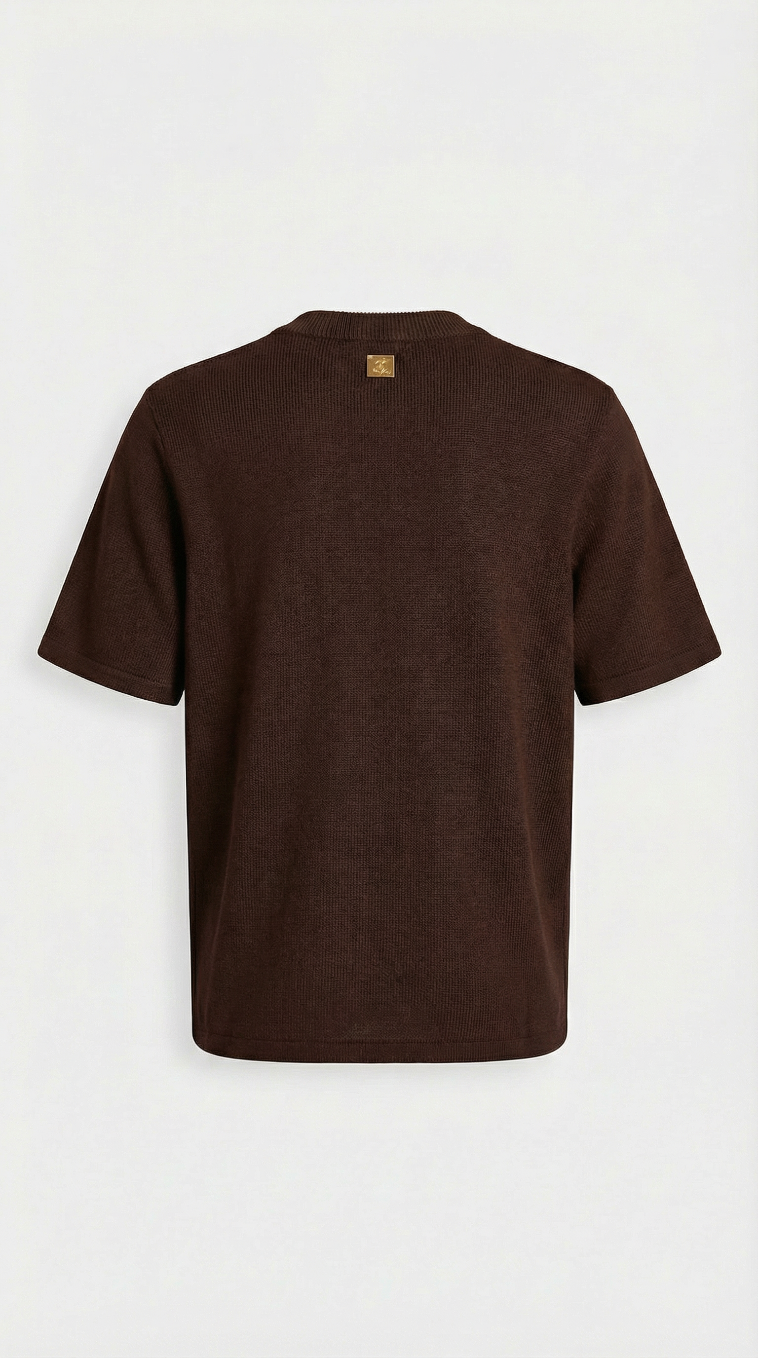 Avena - Metal Buckle Cotton Knitted T-shirt Brown