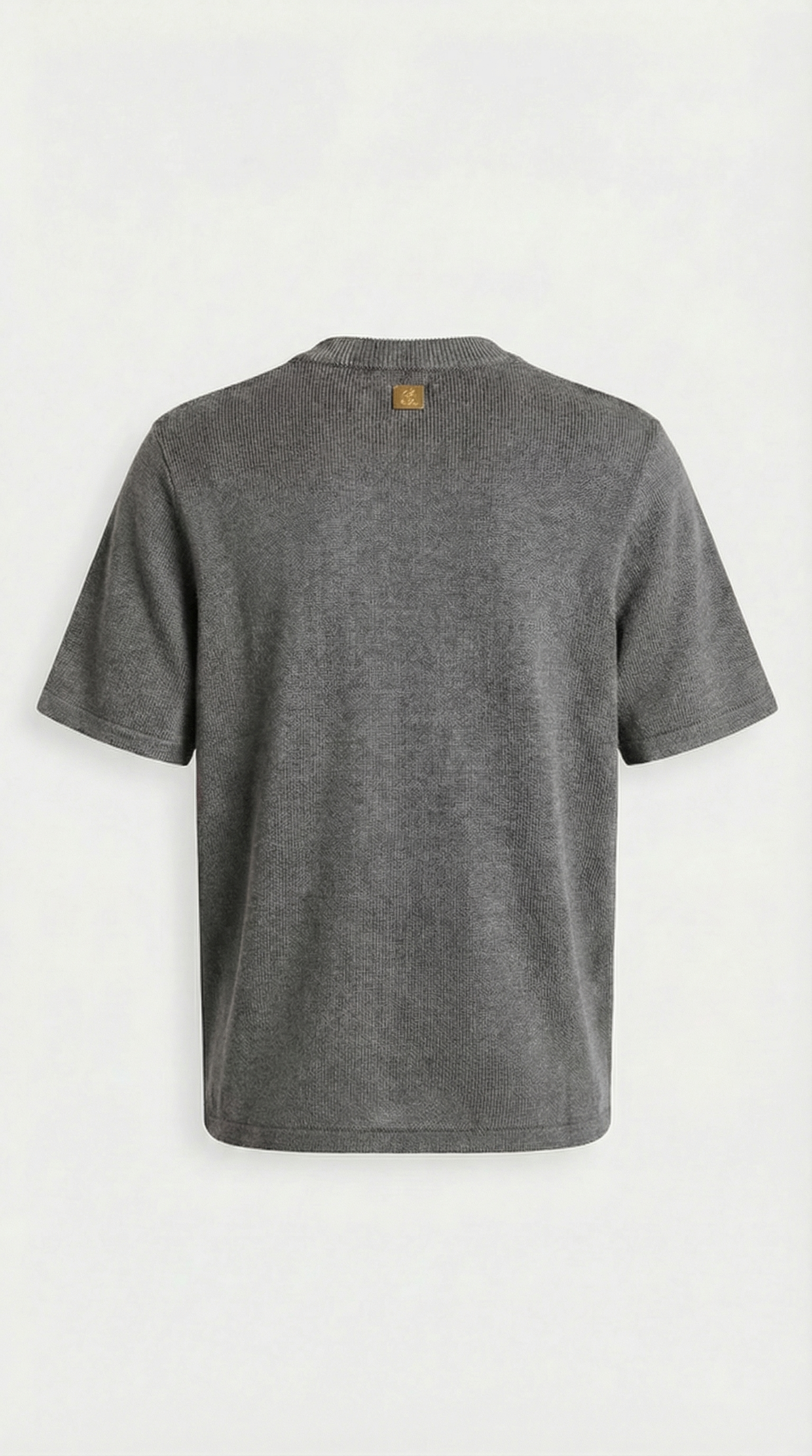 Avena - Metal Buckle Cotton Knitted T-shirt Gray