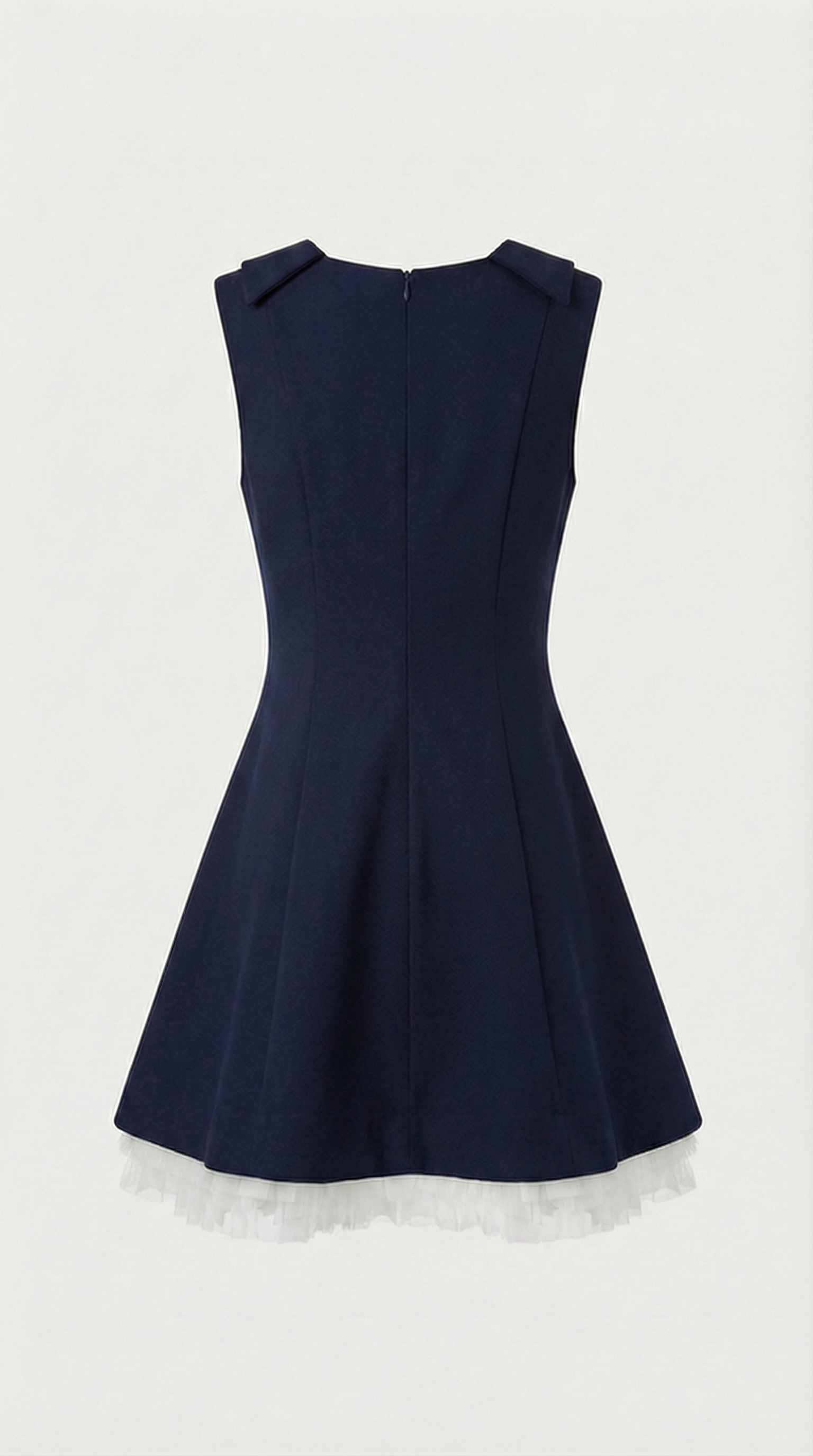 Leta - Navy Tulle-Hem Mini Dress