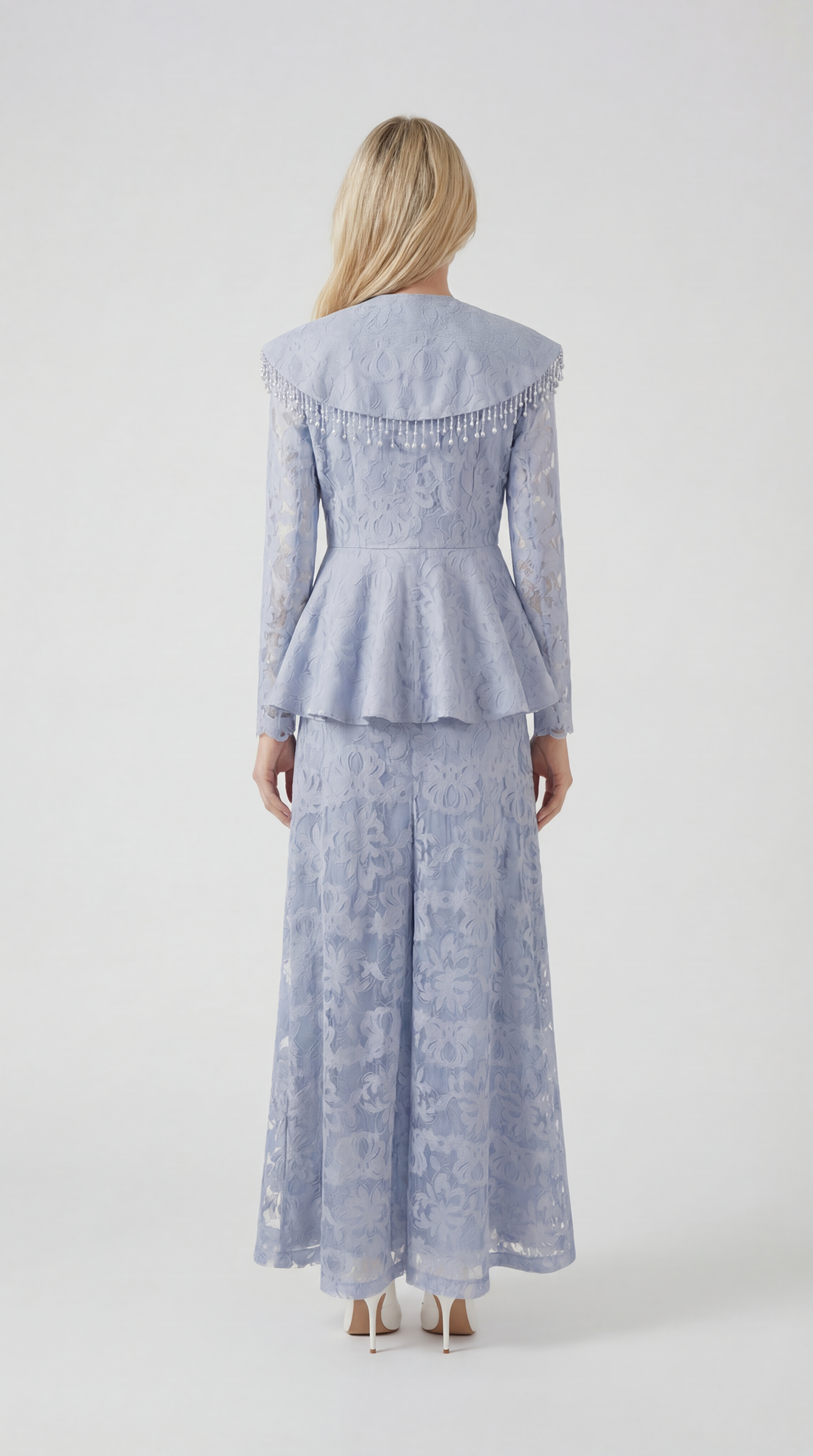 Tava - Spliced Appliqué Tassel Set Blue